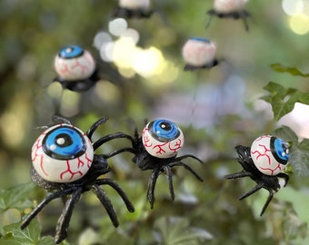 Halloween Eyeball Plant Markers Halloween Decoration Spider Eyes Fall home Accents Spooky Humor  Bloodshot Eyeball Orbs Creepy Spiders