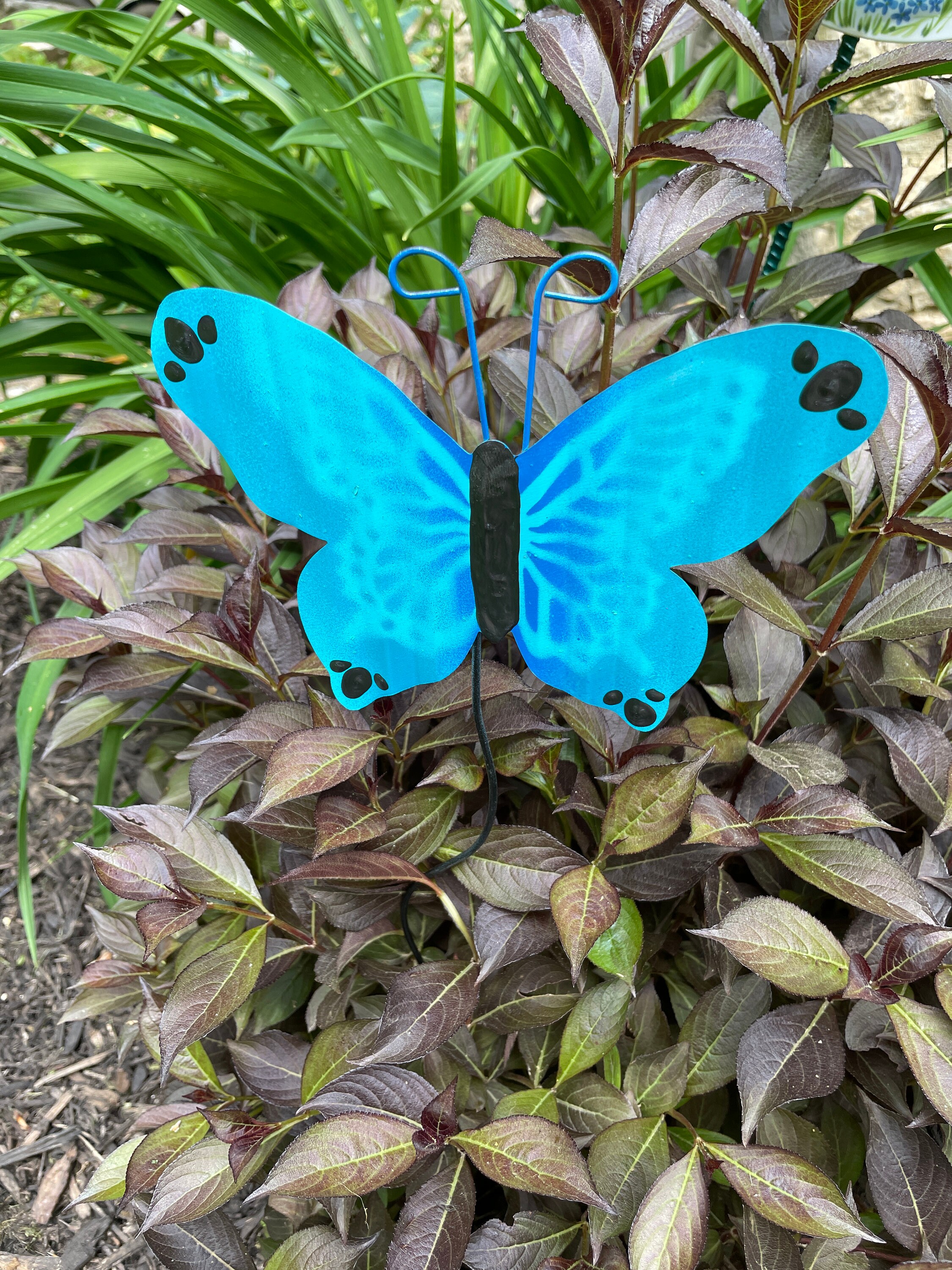 Blue Metal Butterfly Garden Stake,Garden Decor, Garden Stake, Metal