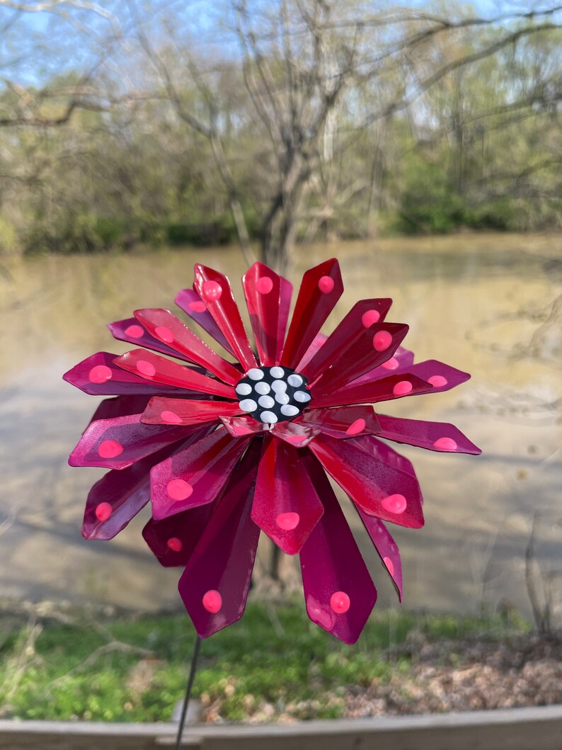 Metal Flower Garden Stakeyard Decoration Metal Art Garden Etsy