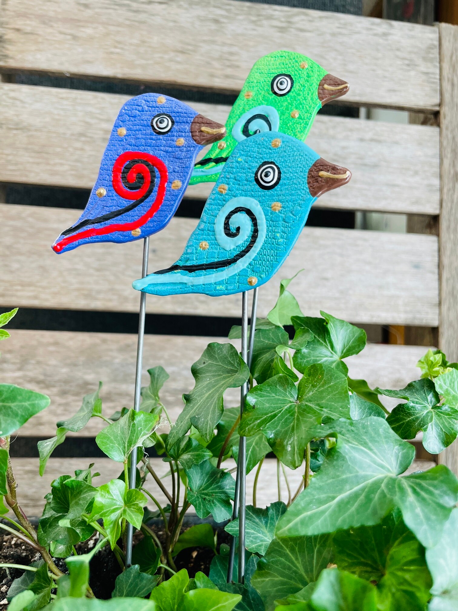 Yard Art Bird Garden Stakes,Bird Garden Art,Potted plants, Great Gift