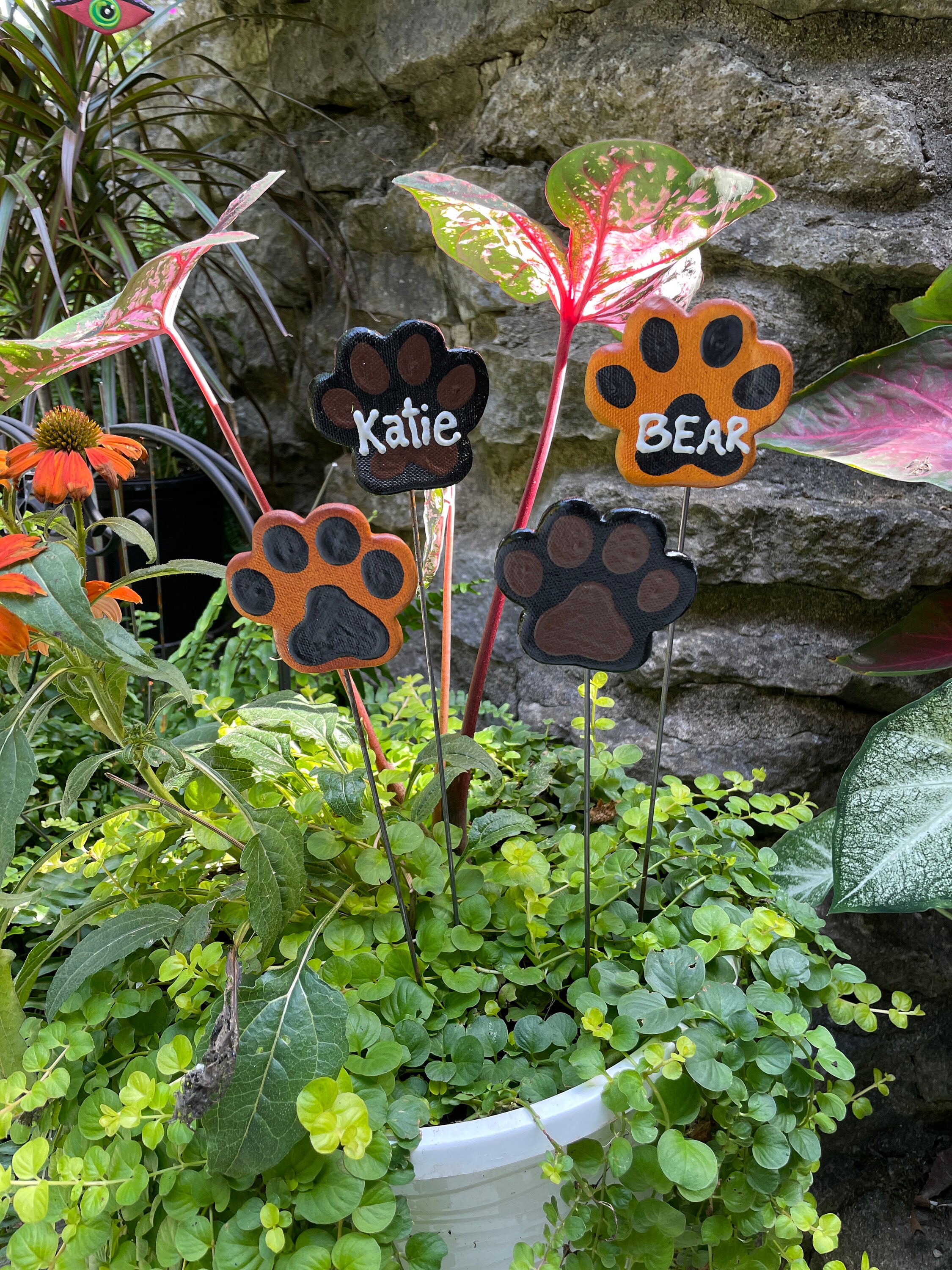 Paw Print Pet Memorial Garden Stake Cat Dog Memorial Garden Stake 