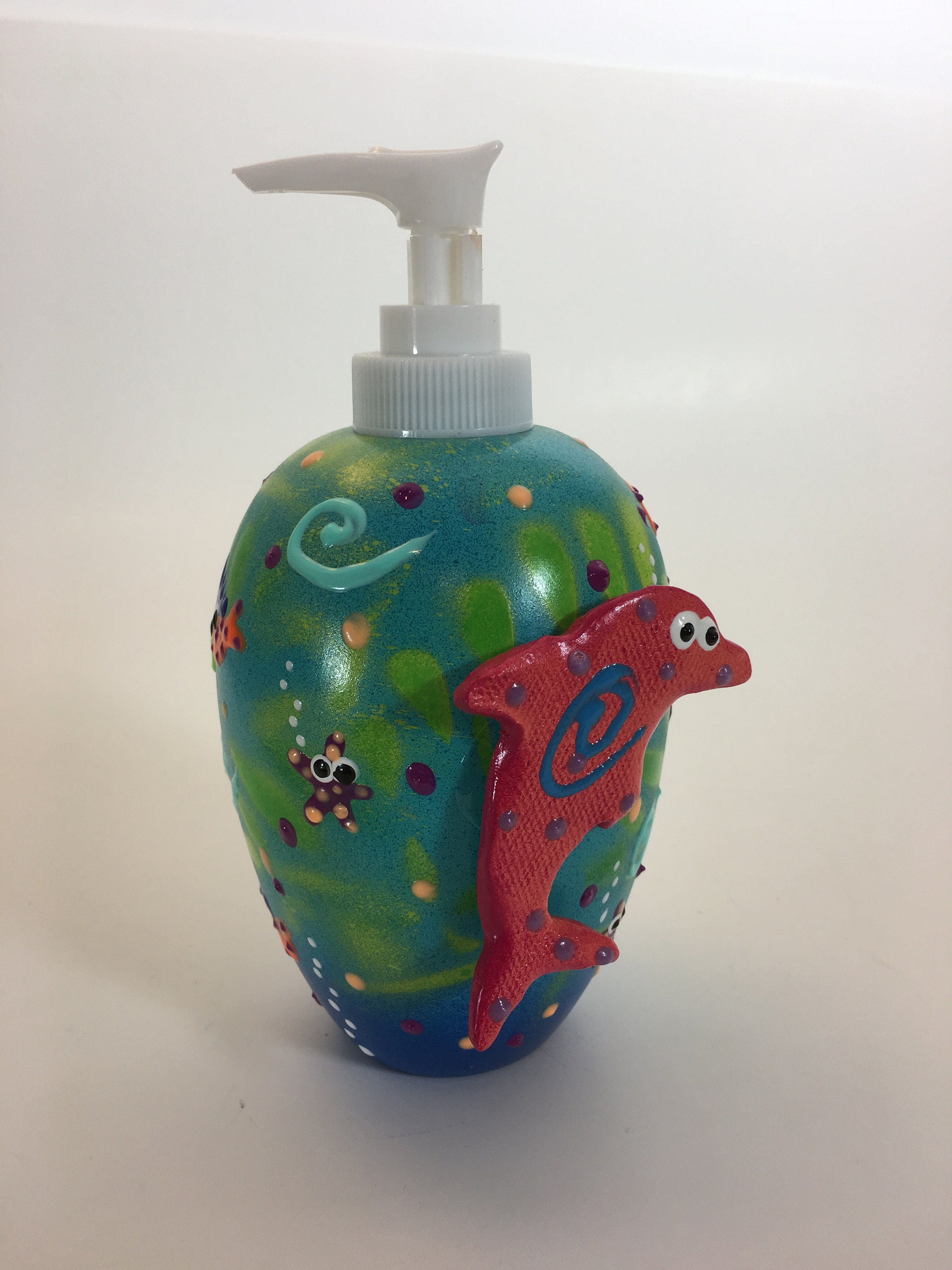 Ceramic Soap Dispenser, Beach Theme,Bathroom Decor, Soap Pump