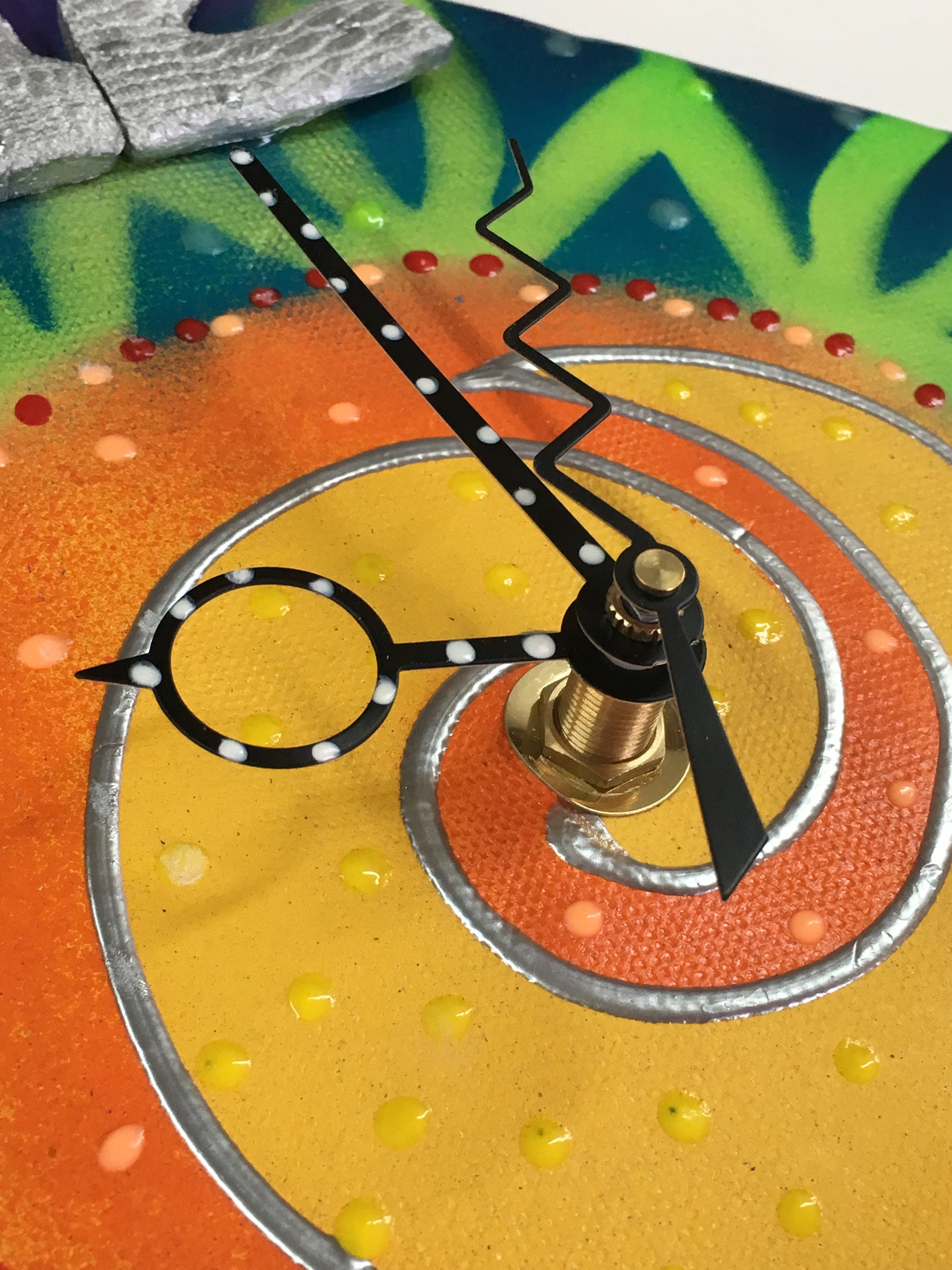 Modern Wall Clock with Pendulum, Ceramic clock, unique clock, abstract