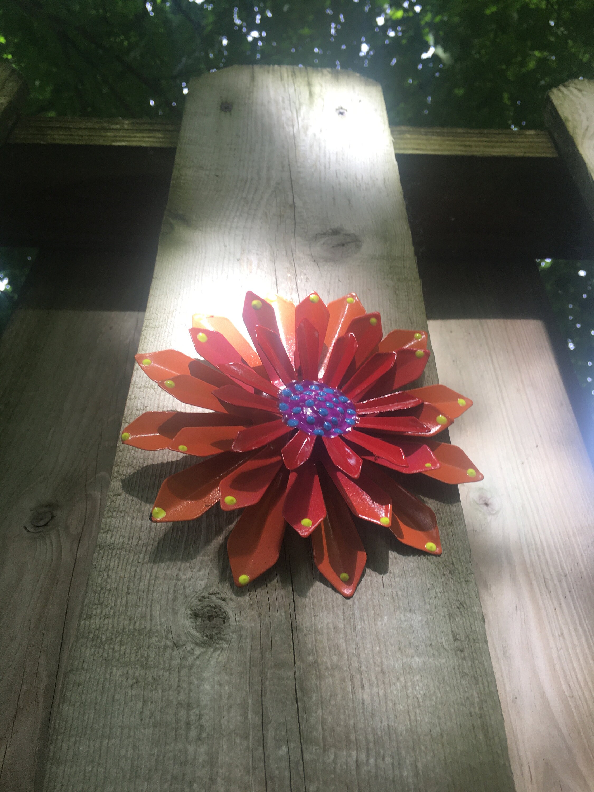 Metal Flower,Orange Fence Flower,Fence Decoration,Patio DecorYard art