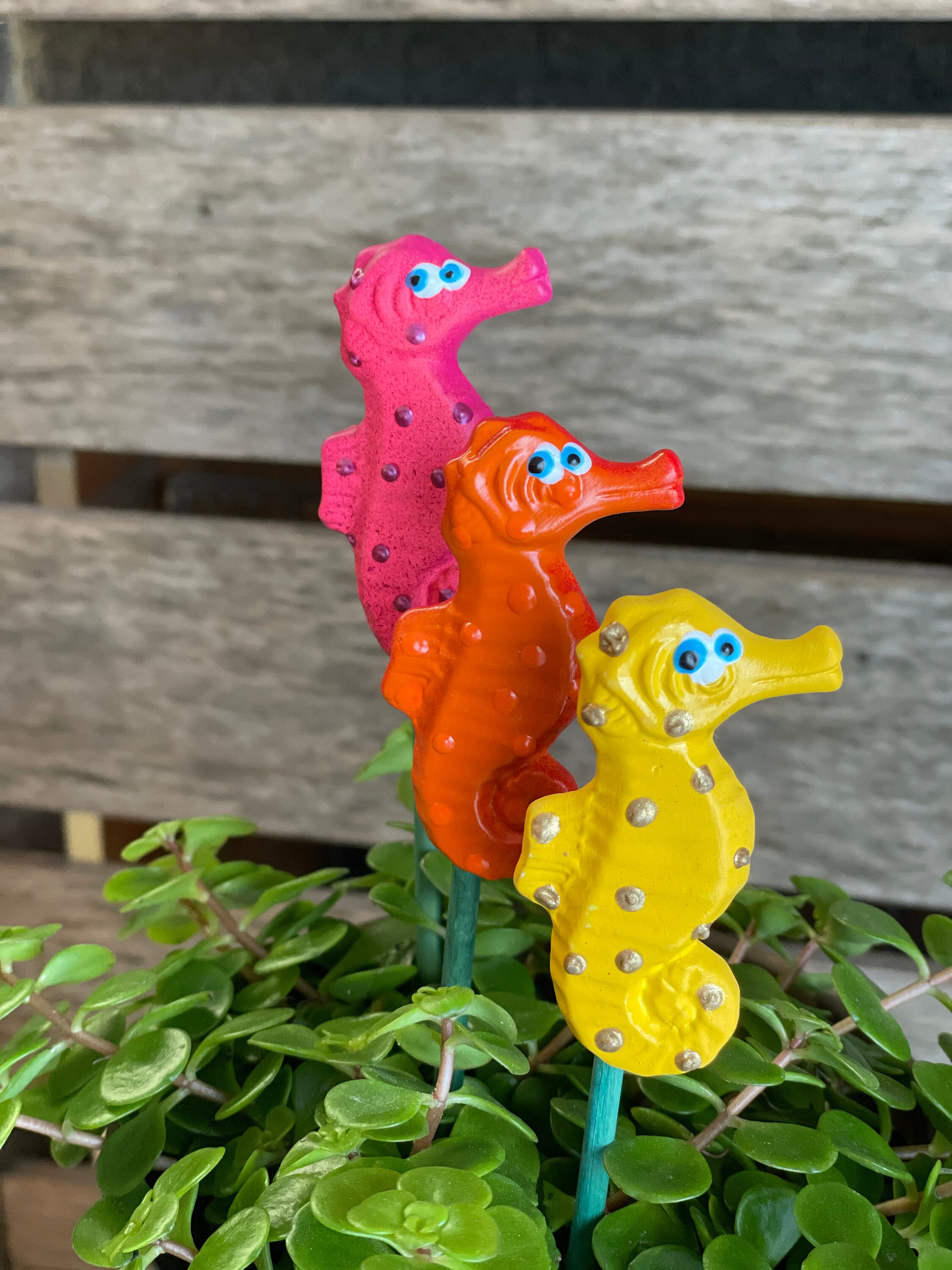 3 Seahorse Garden Stakes,Yard Art,Friend Gift,Potted Plant Sculpture decor,Outdoor garden Stake