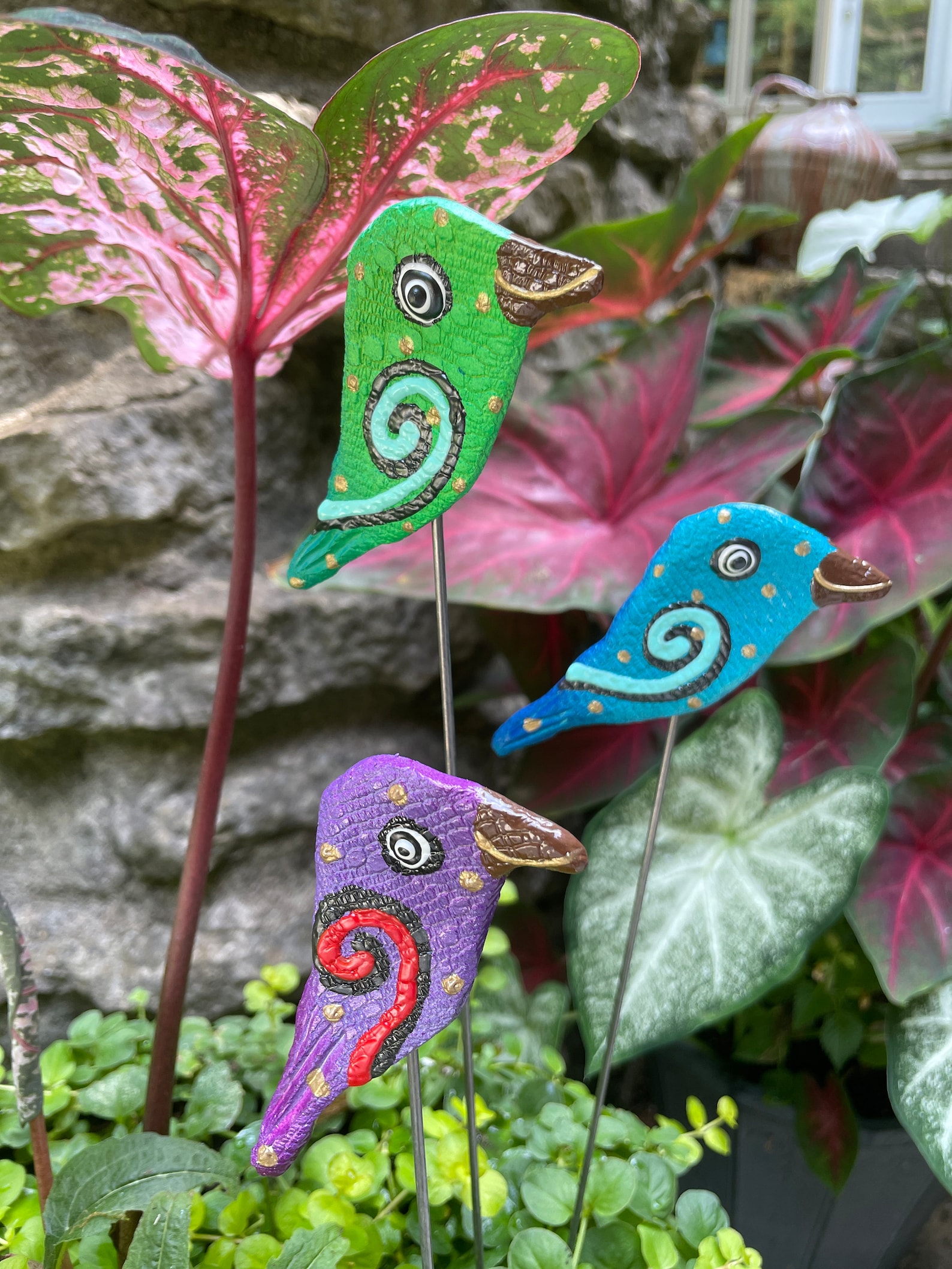 Yard Art Bird Garden Stakes,bird Garden Art,potted Plants, Great Gift