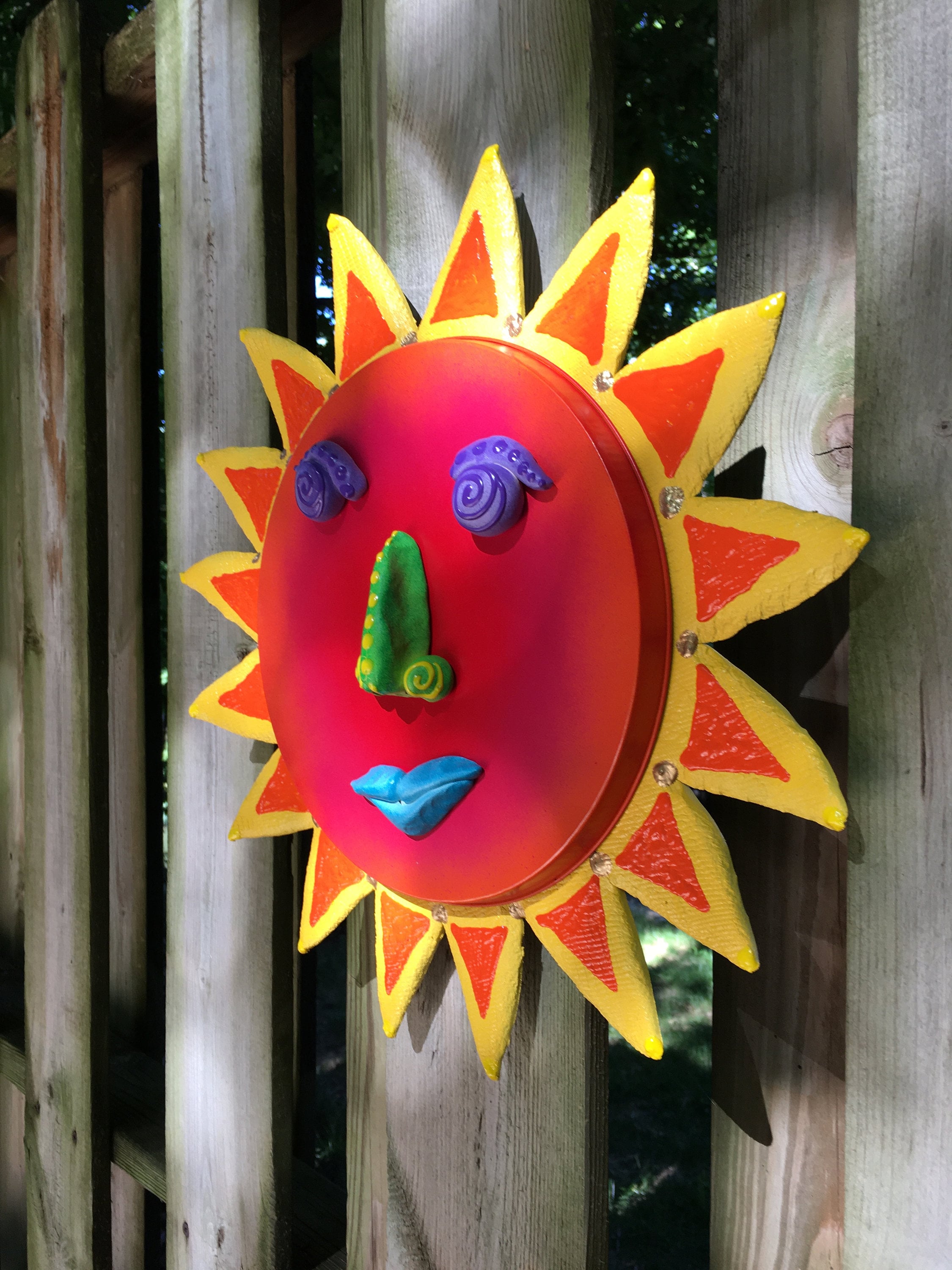 Sun FaceWhimsical Sun Fence Decoration,Patio DecorYard artSun Art