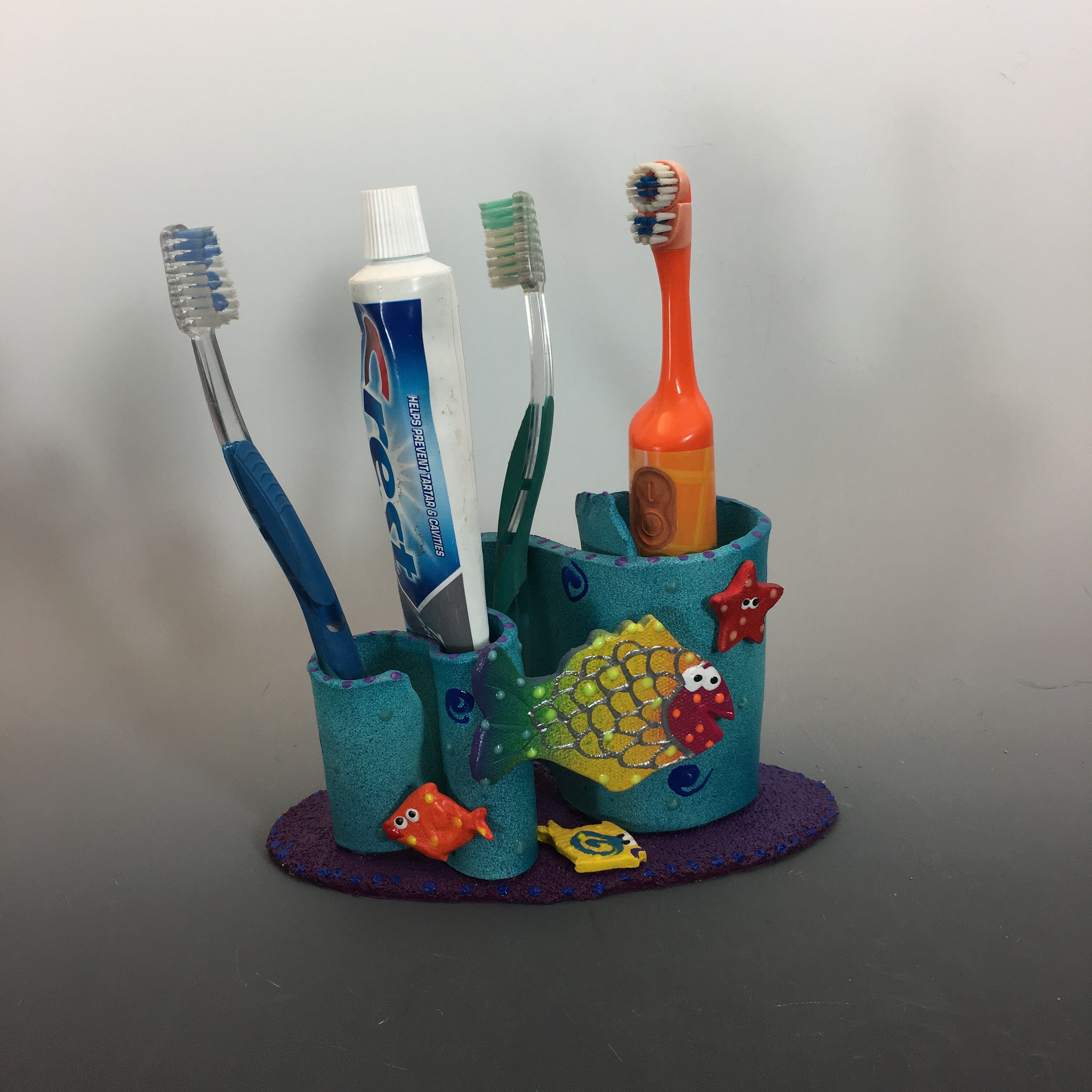 Ceramic bathroom Fish Caddy holder, Fish, Cute FishKids Toothbrush