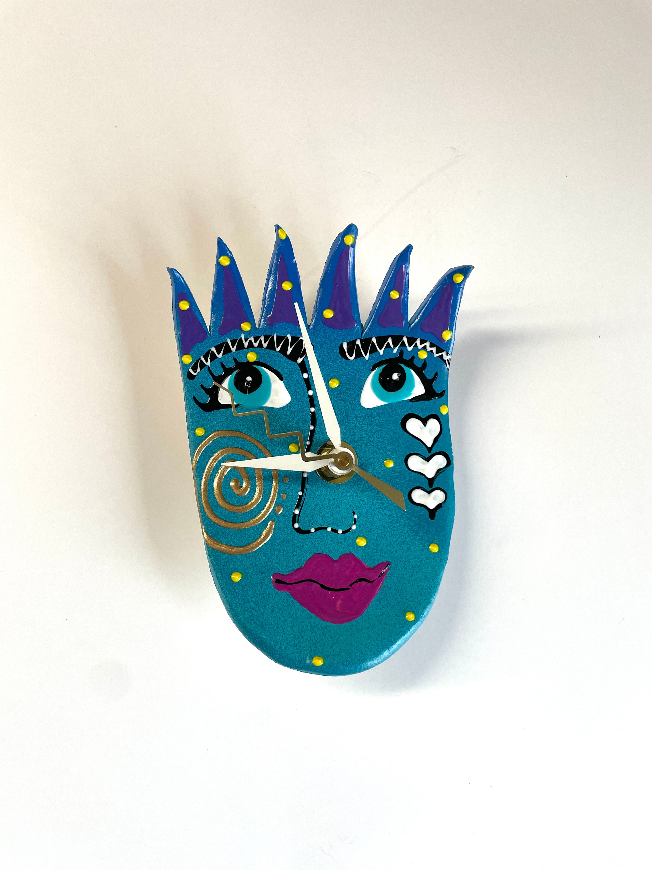 Unique Face Wall Clock Wall Art Wall Sculpture Wall Decor Hand Painted