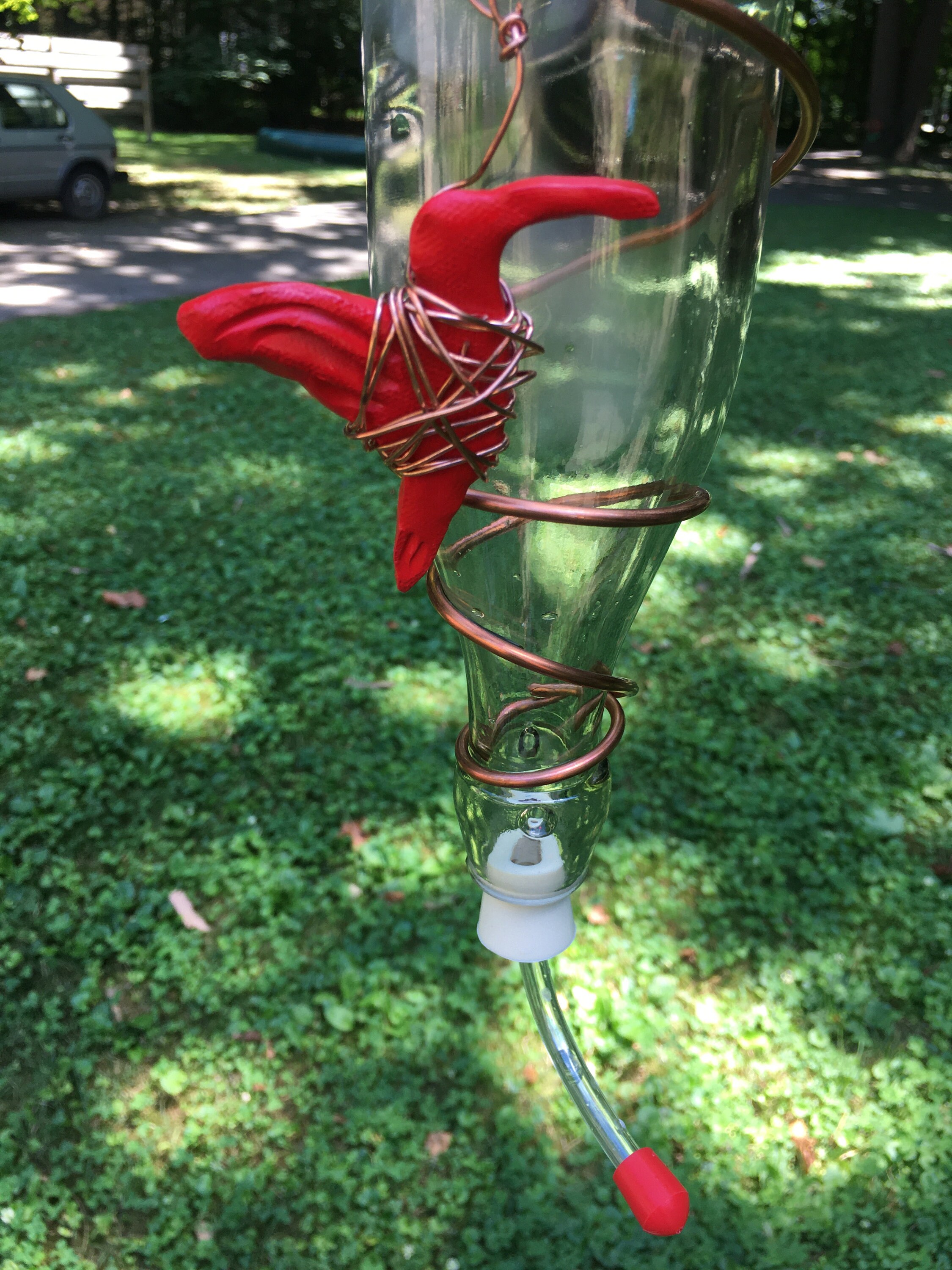 Copper Wrapped Wine Bottle Hummingbird Feeder Garden GiftPatio