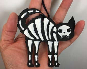 Skeleton Cat Ornaments ,Spooky Home Decor, Halloween Ornaments,Halloween Ornaments for Tree,Halloween Ghost,Spooky Cute Decorations
