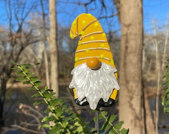 Yellow Garden Gnome Stake Gnomes Planter Picks Outdoor Garden Sculpture,Gift For Her Gnome Lover Gift Potted Plant Decor Christmas Gift