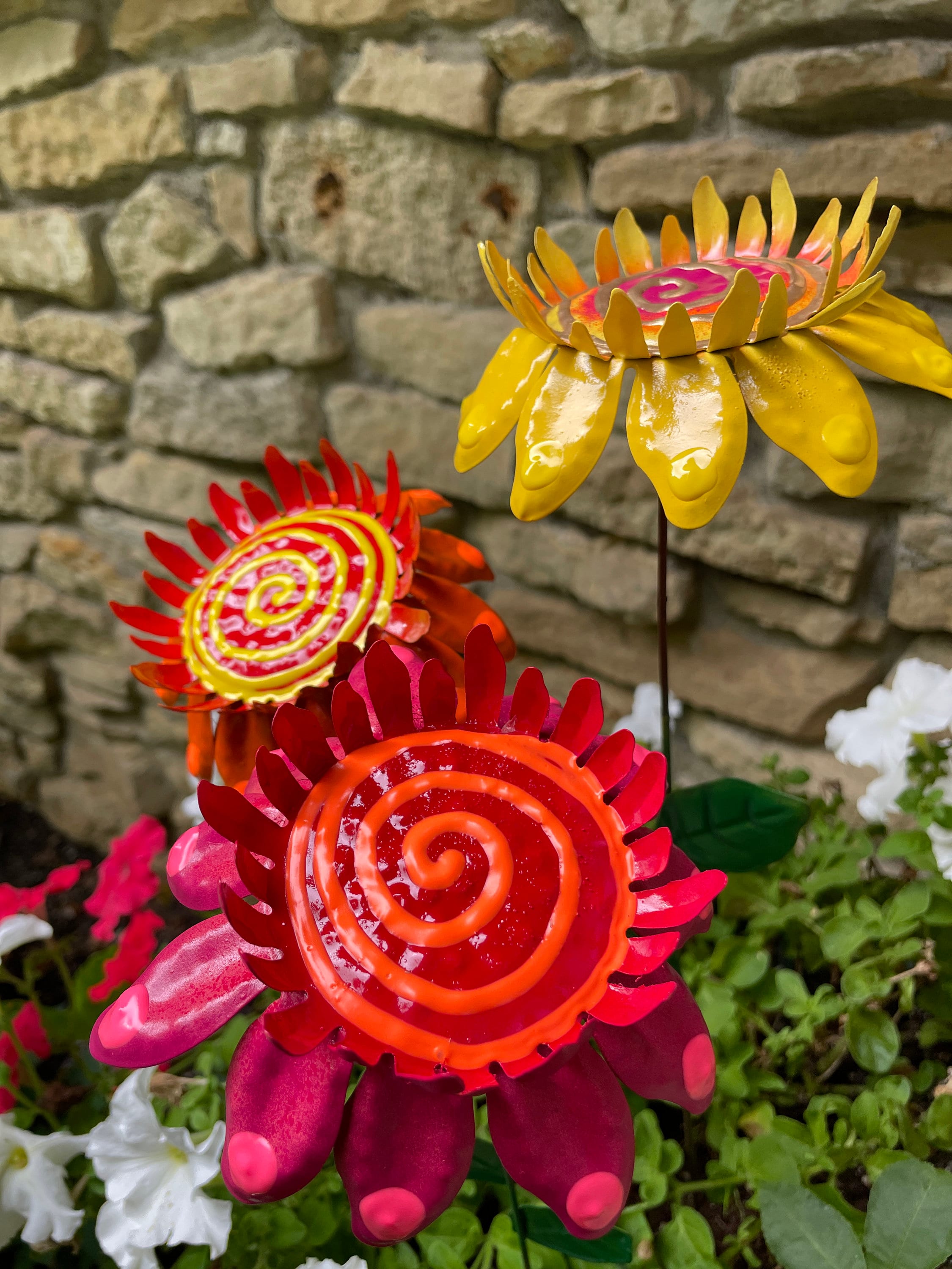 Colorful Bouquet Garden Stakes,Set of Seven, Metal Garden Stakes, Yard