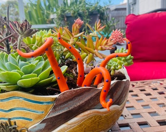 Tentacle Plant Art  Orange Octopus Tentacle Stakes Octopus Decor Tentacle Art  Octopus Indoor/Outdoor Potted Plant Decoration Plant Stakes