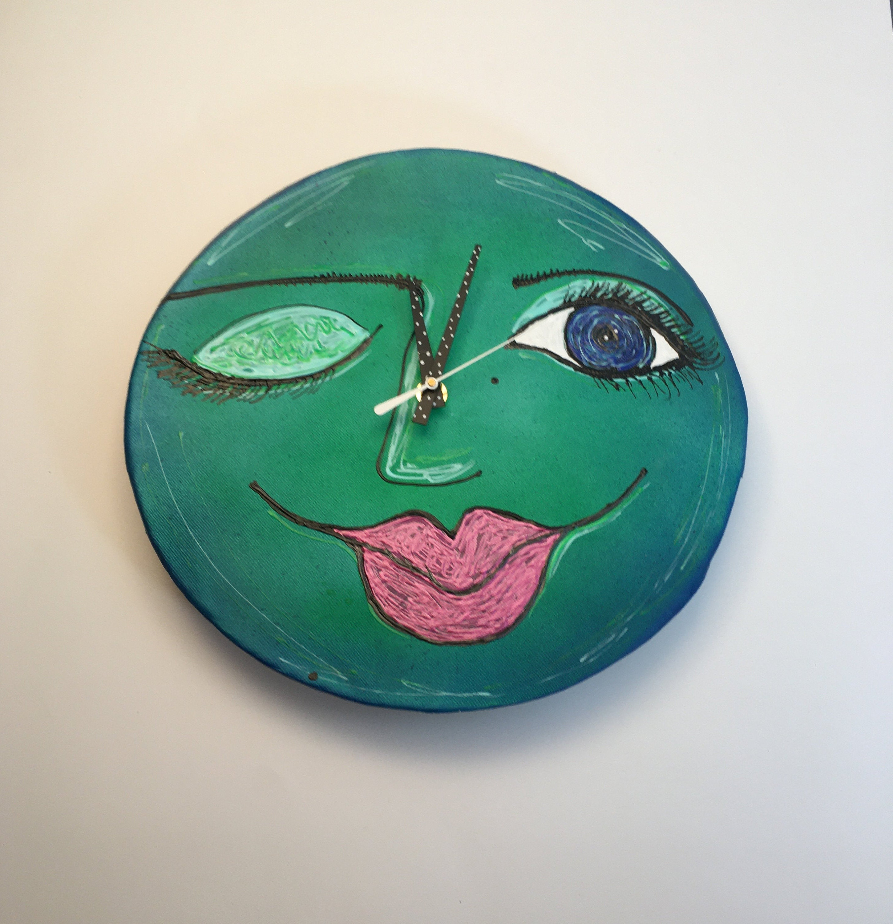 Face Clock,Modern Wall Clock, Ceramic Face Clock, Unique Clock