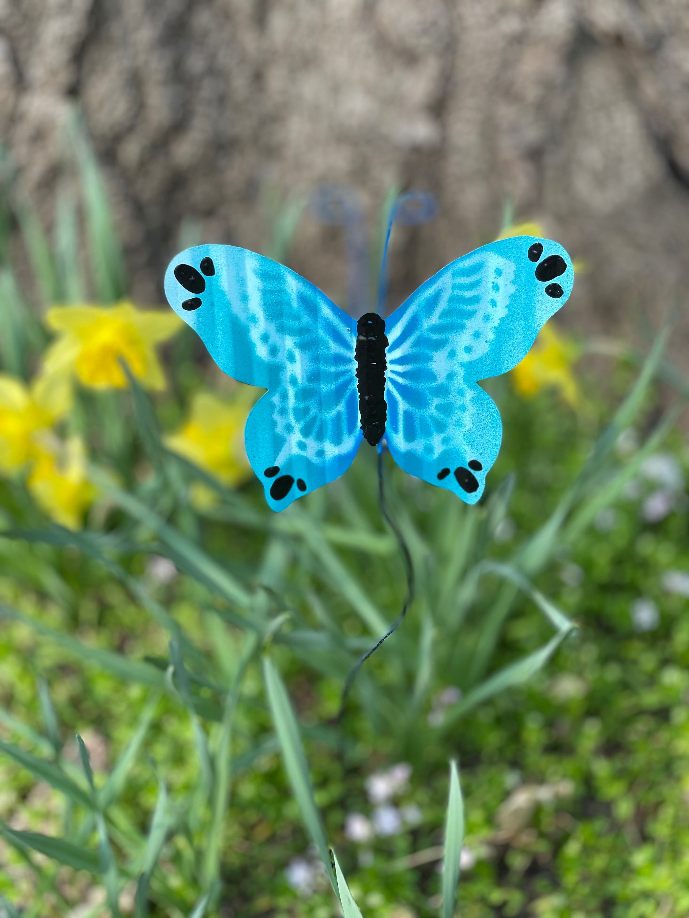 Blue Metal Butterfly Garden Stake,Garden Decor, Garden Stake, Metal