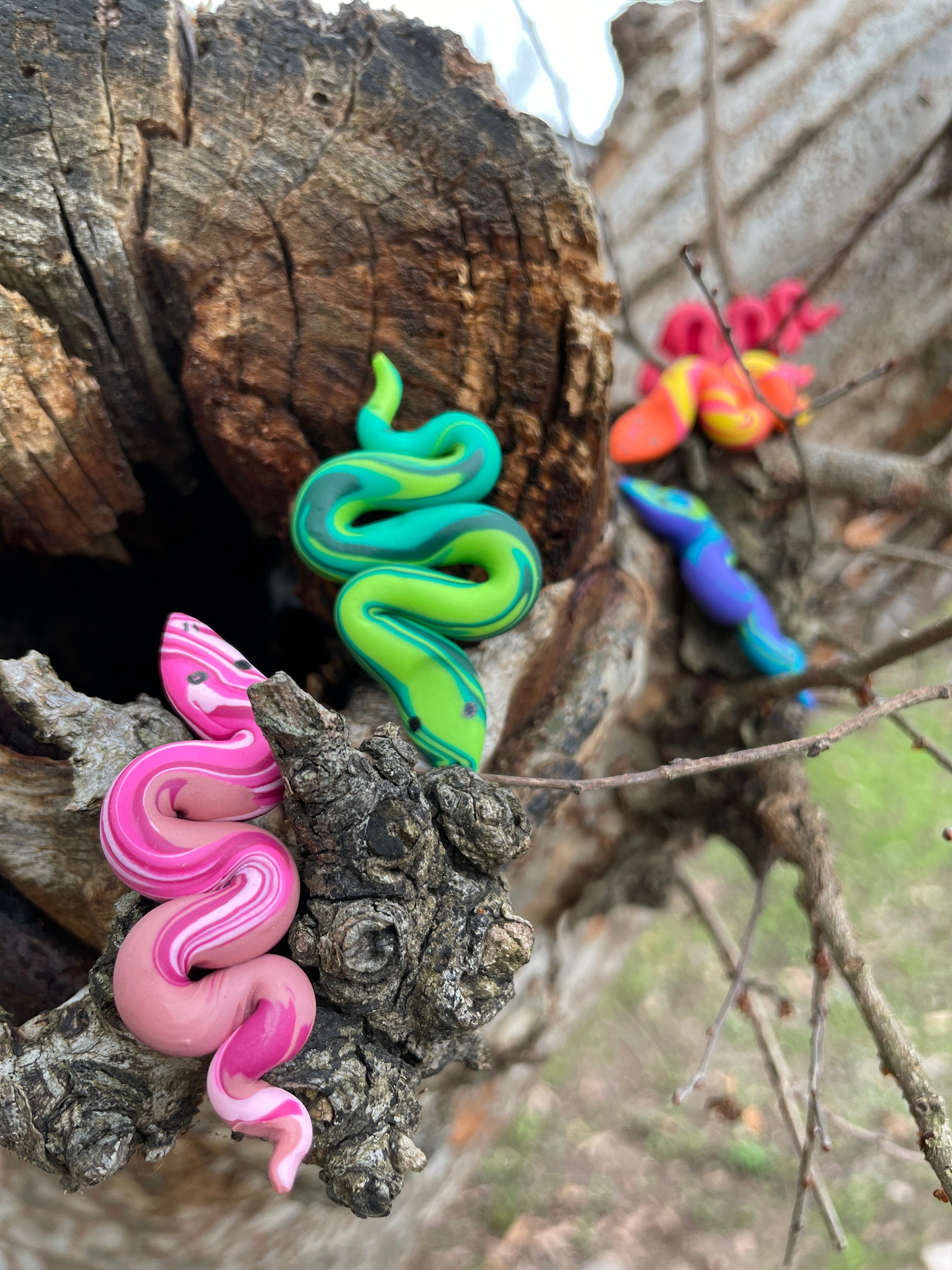 Mini Mystery Snake Garden Snake, Polymer Clay Snakes, Yard Decor
