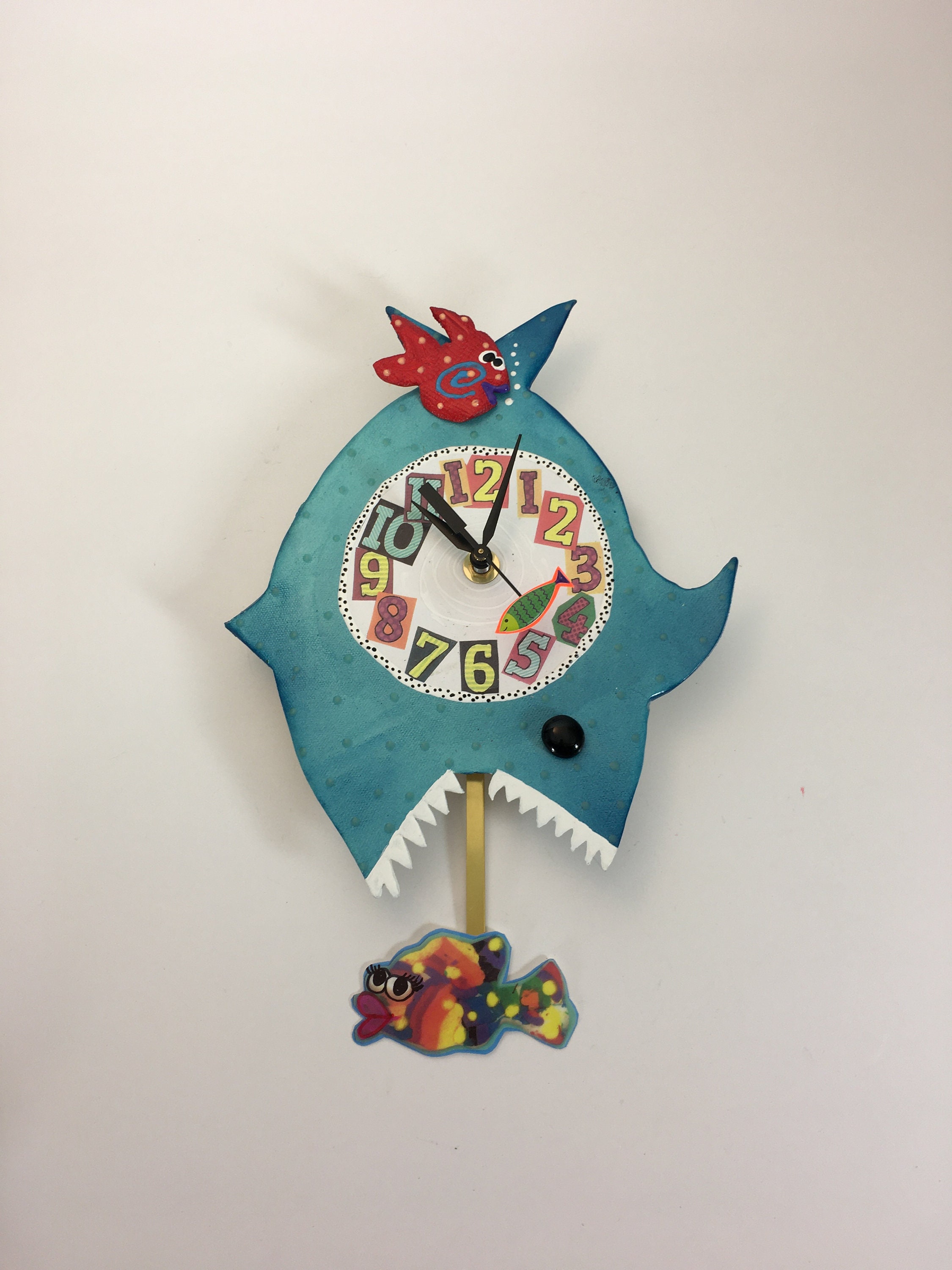 Shark Wall Clock with Pendulum, Beach House Decor, Florida Decor