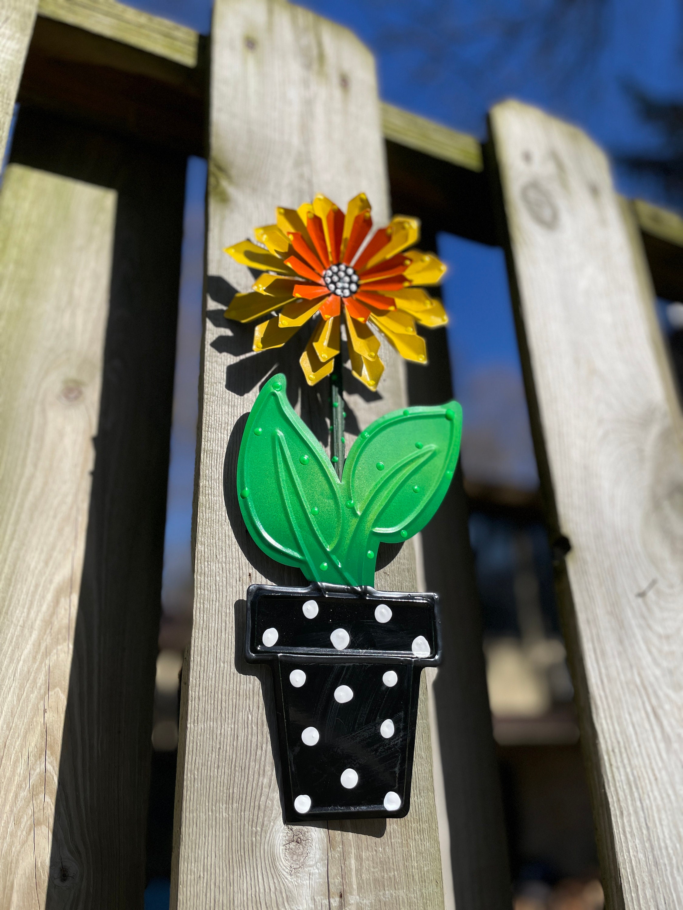 Flower Pot Wall Sculpture,Unique Garden Decoration,Whimsical Flower Pot