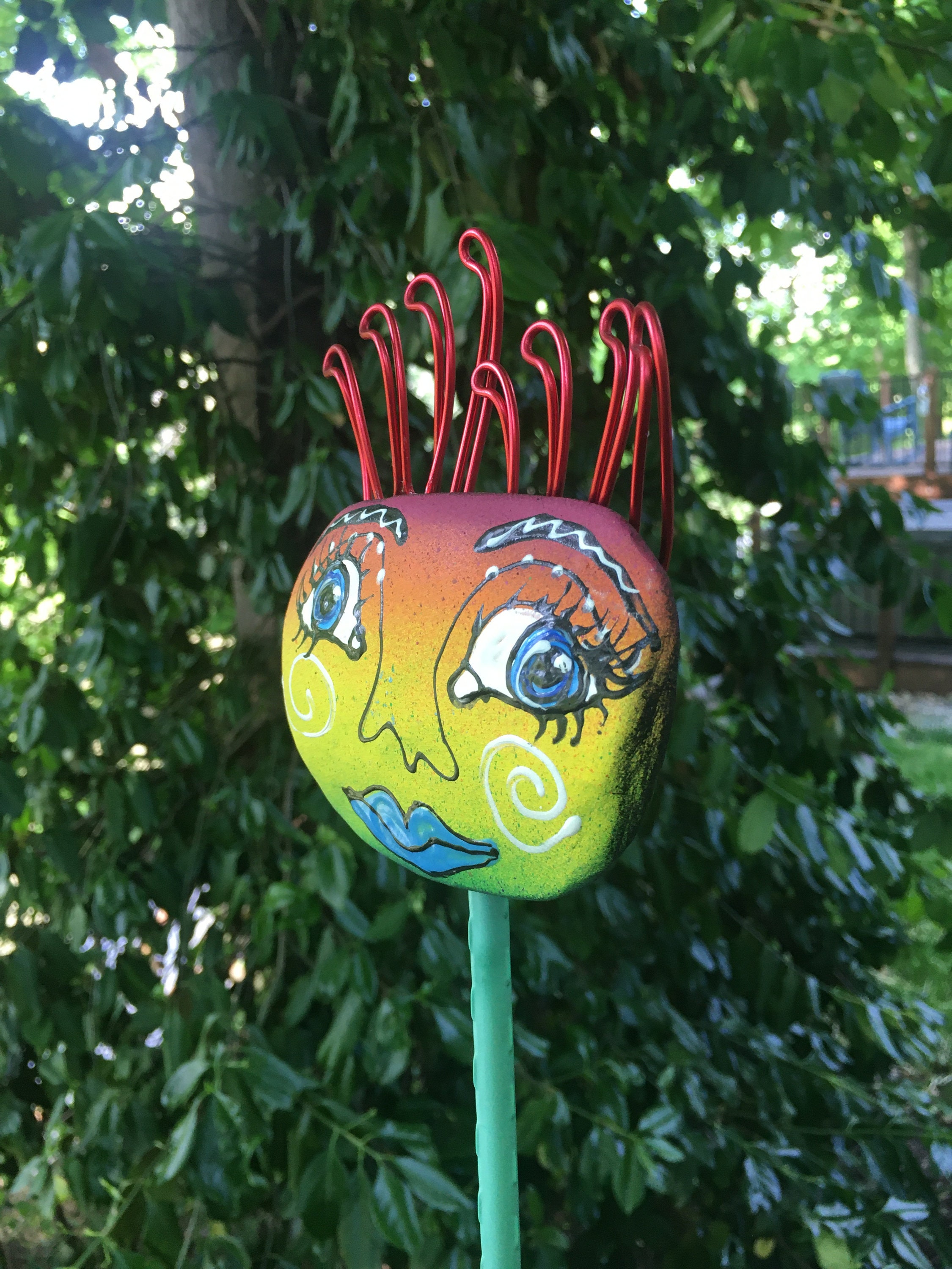 Unique Face Garden Yard Stake is a Lovely addition to your backyard