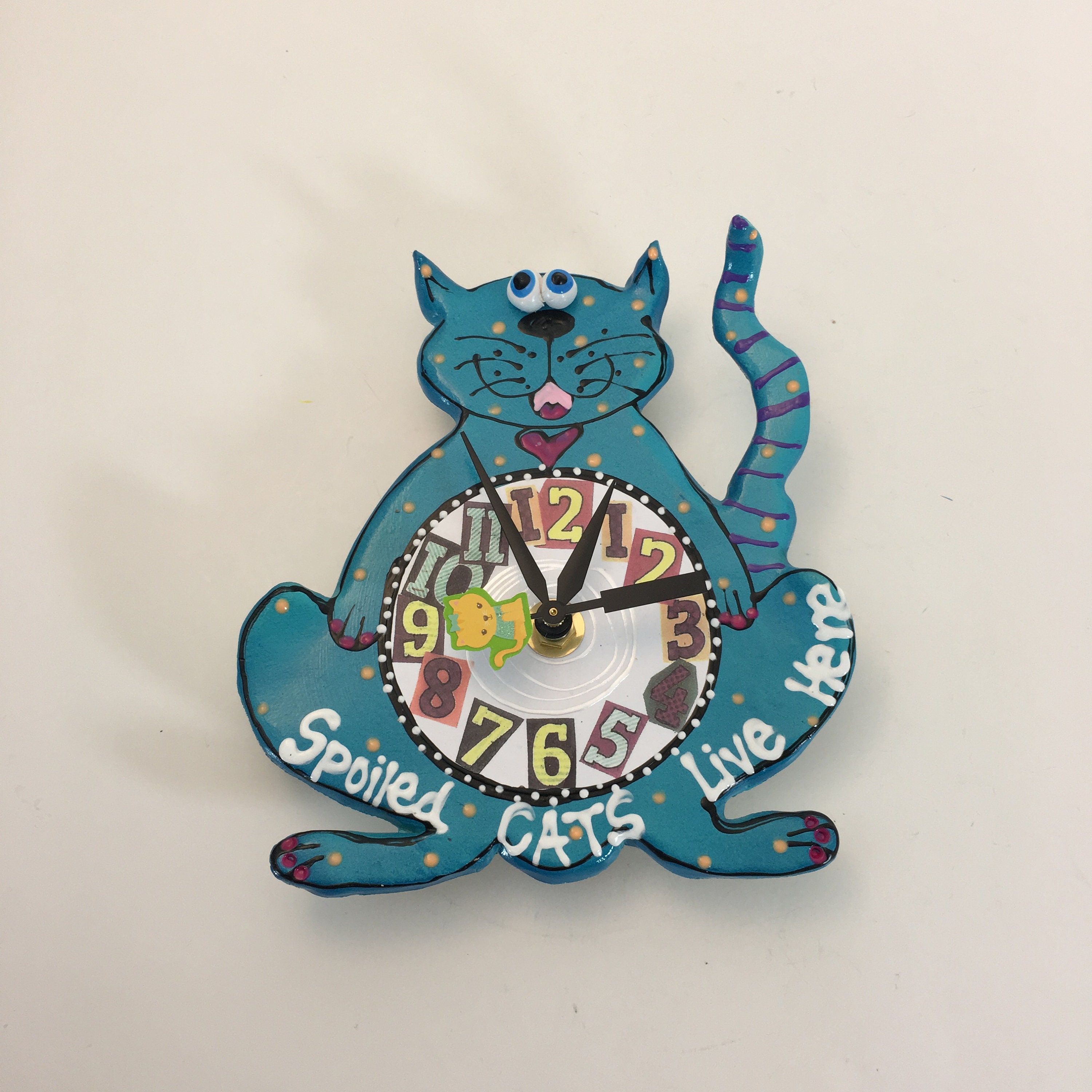 Gift,KIDS Clock, Cat Clock, Clock, Nursery Clock, Cat Wall Clock,, Unique Clock