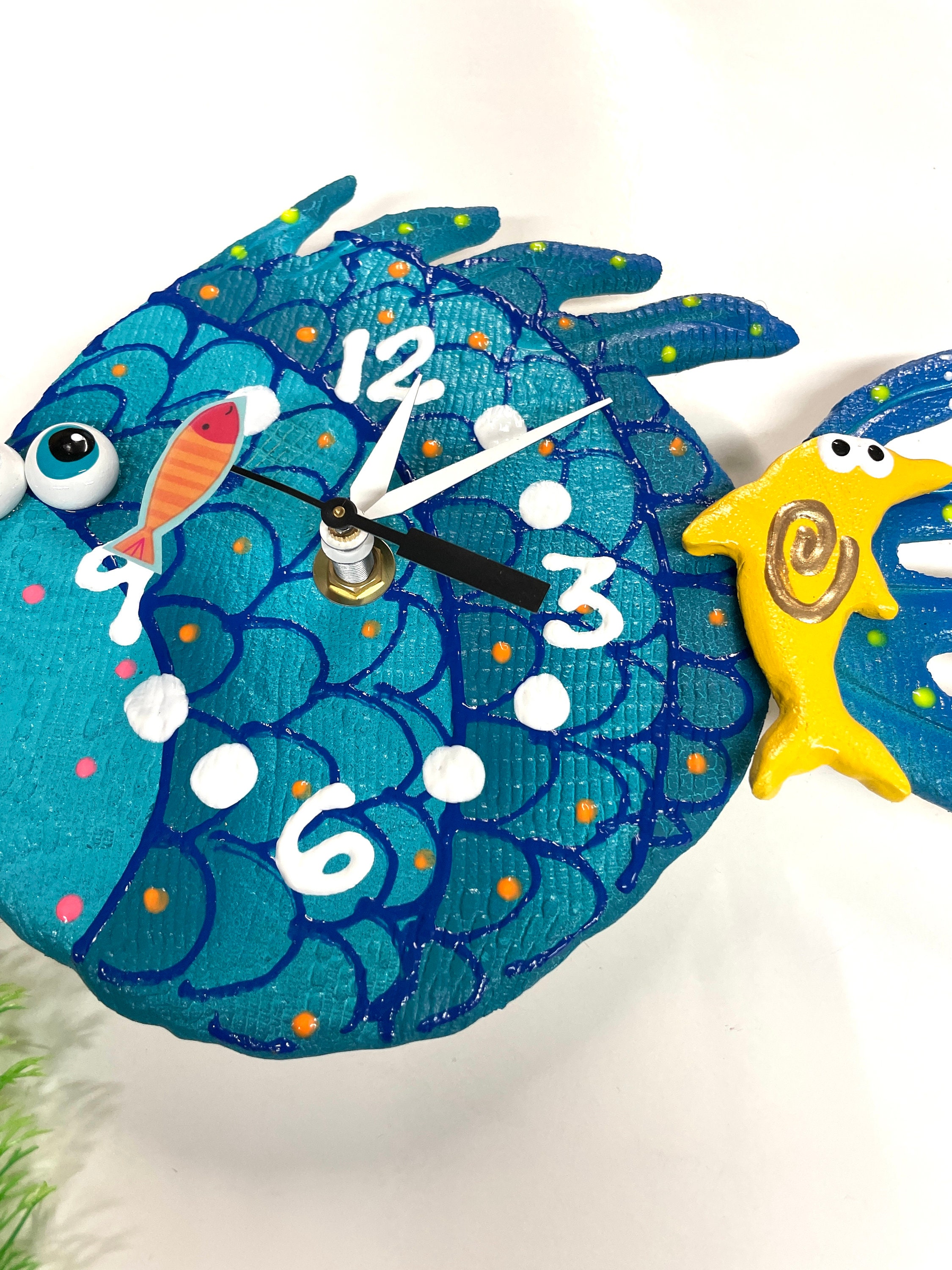 Fish Wall Clock Blowfish Clock,Wall Art Beach House Wall art nautical