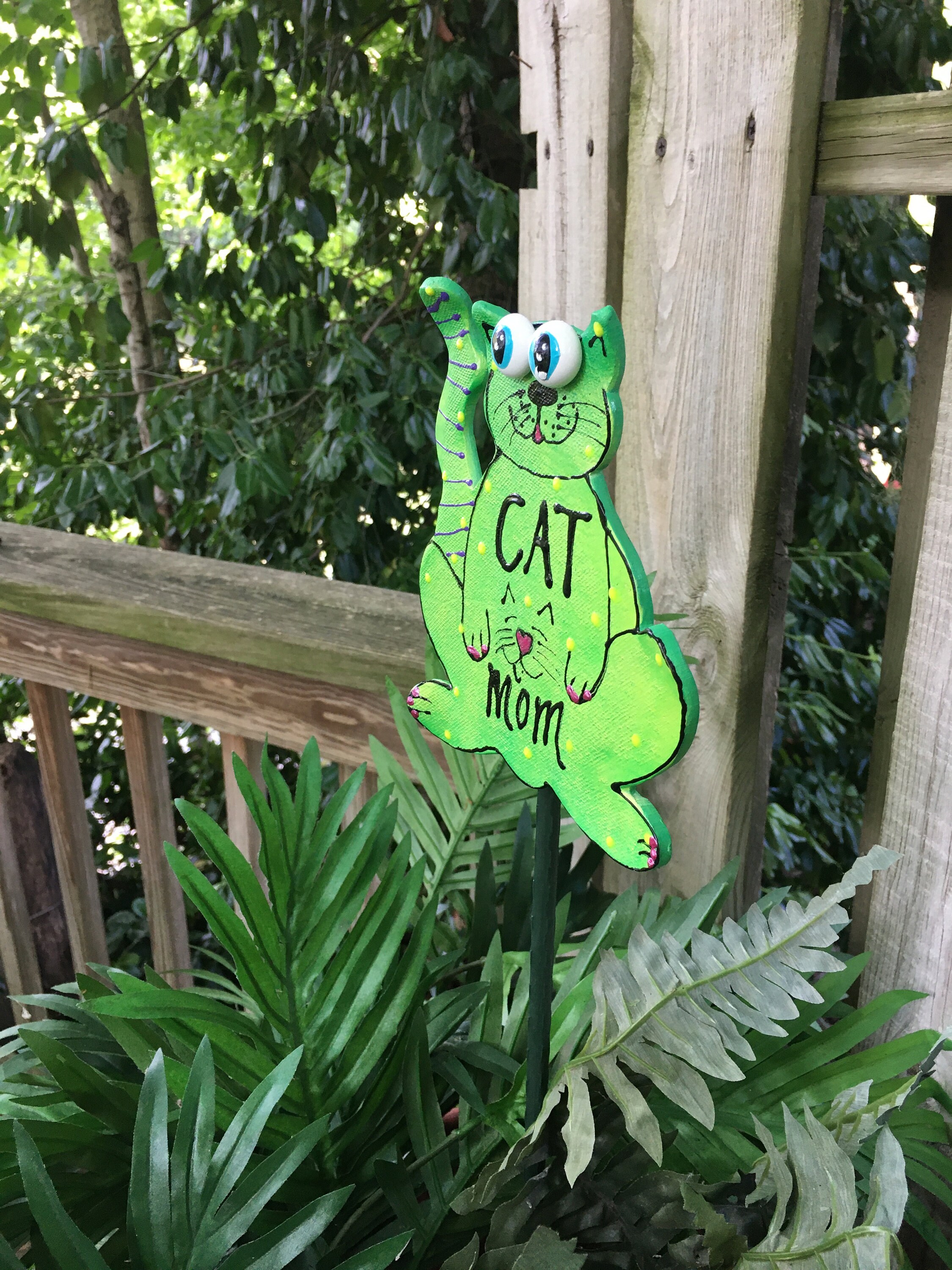 CAT Garden Art,Garden Decor, Cat Mom, Garden Stakes, Garden Statues