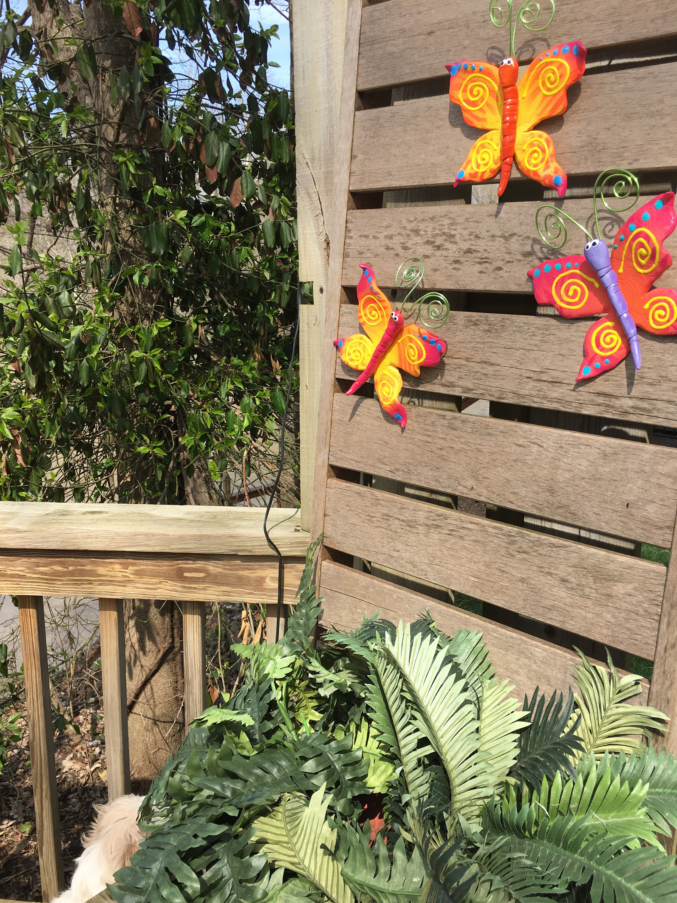 Butterfly Fence ArtSet of ThreeCeramic Hanging ButterfliesFence Wall