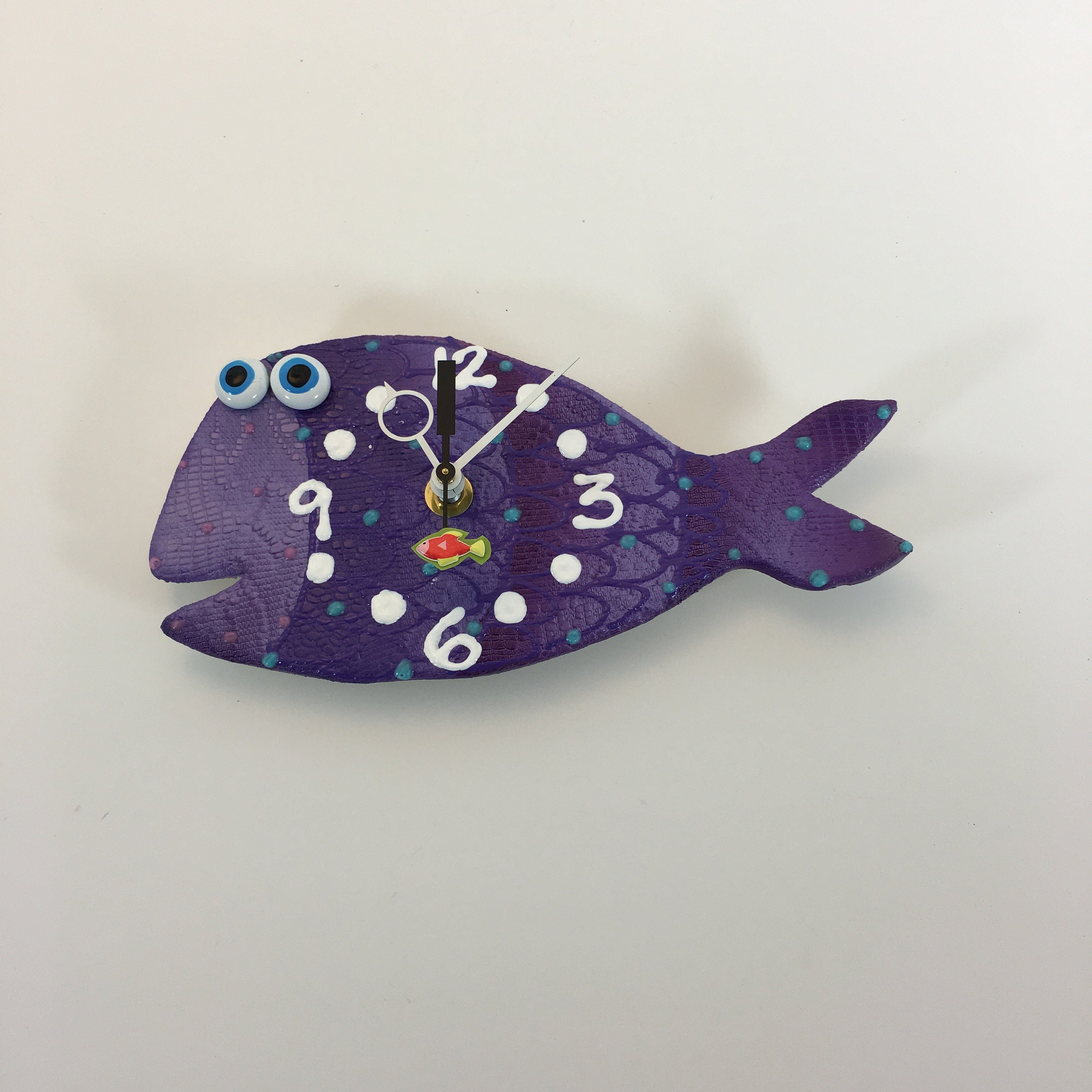 Purple Fish Wall Clock, Fish Clock,Nursery Clock ,Gift Clock,Tropical