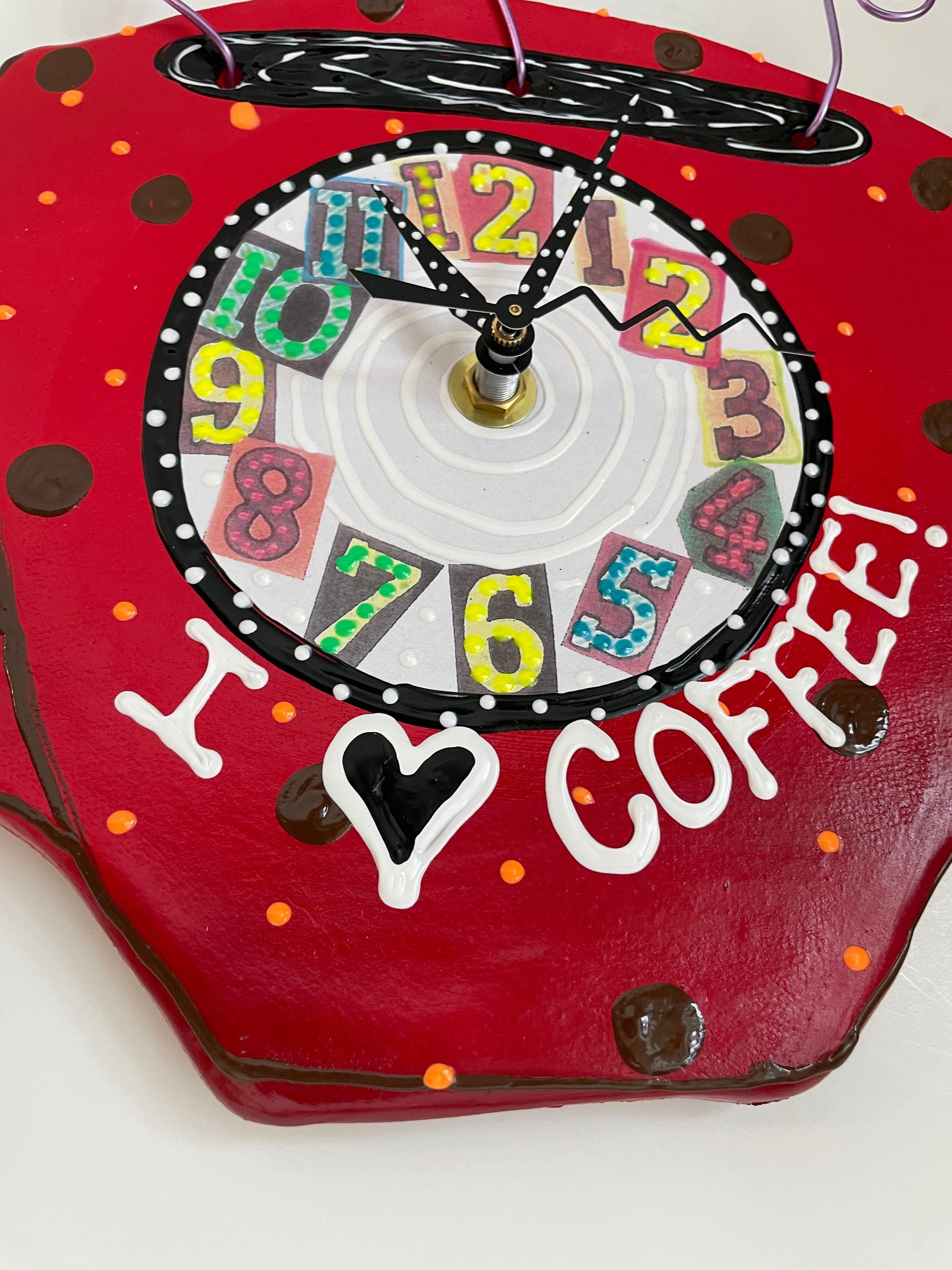 Coffee Clock, I love coffee clock, kitchen clock, unique gift clock