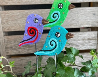 Yard Art Bird Garden Stakes,Bird Garden Art,Potted plants, Great Gift,Lawn decor,Outdoor garden Sculpture,Garden Decor Garden Cute Birds