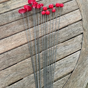 Unique Whimsical Garden Sculpture 14pcs/ Ceramic Floral Art Garden Decor Garden Stake Red Poppy Spray Garden Stakes Kinetic Sculpture image 4