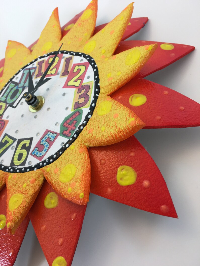 Here Comes The Sun Clock Whimsical Sunshine Clock Sun Etsy