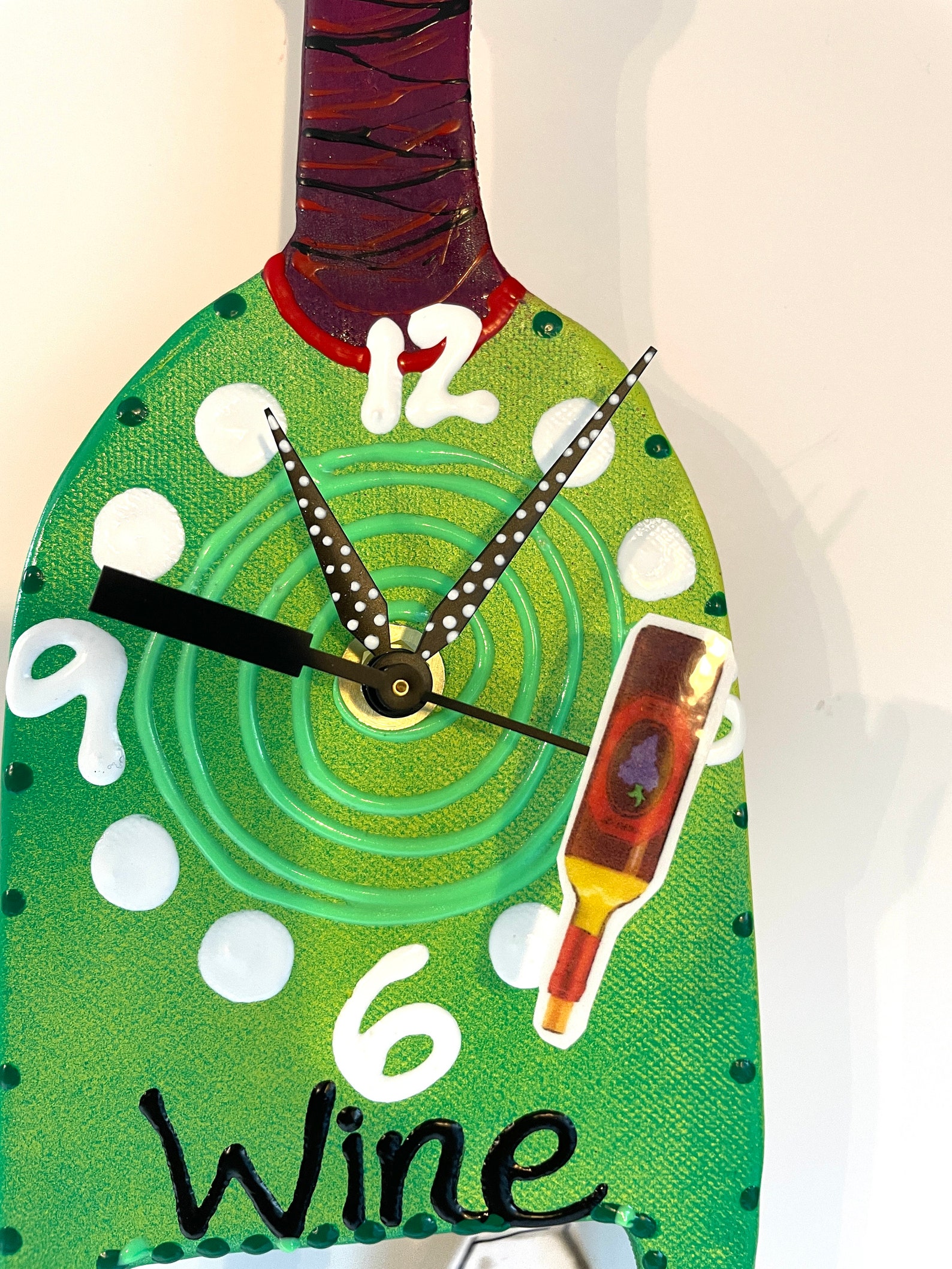 Wine Bottle Wall Clock With Pendulumwine Time Clockwine Etsy