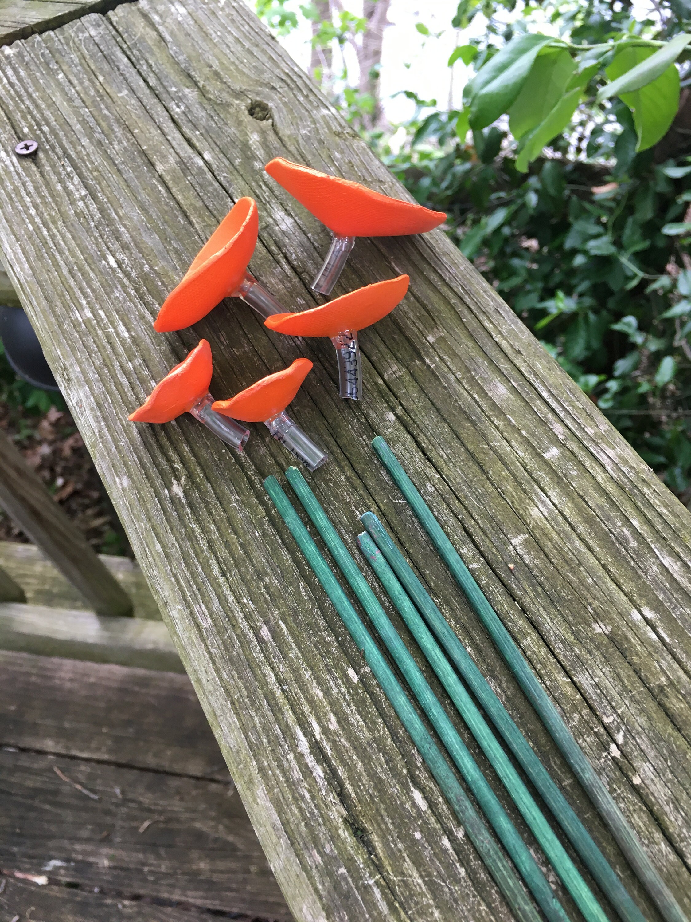 3 Poppy Flower stakes,Orange Poppy Flower Pot Cluster,Garden Stakes