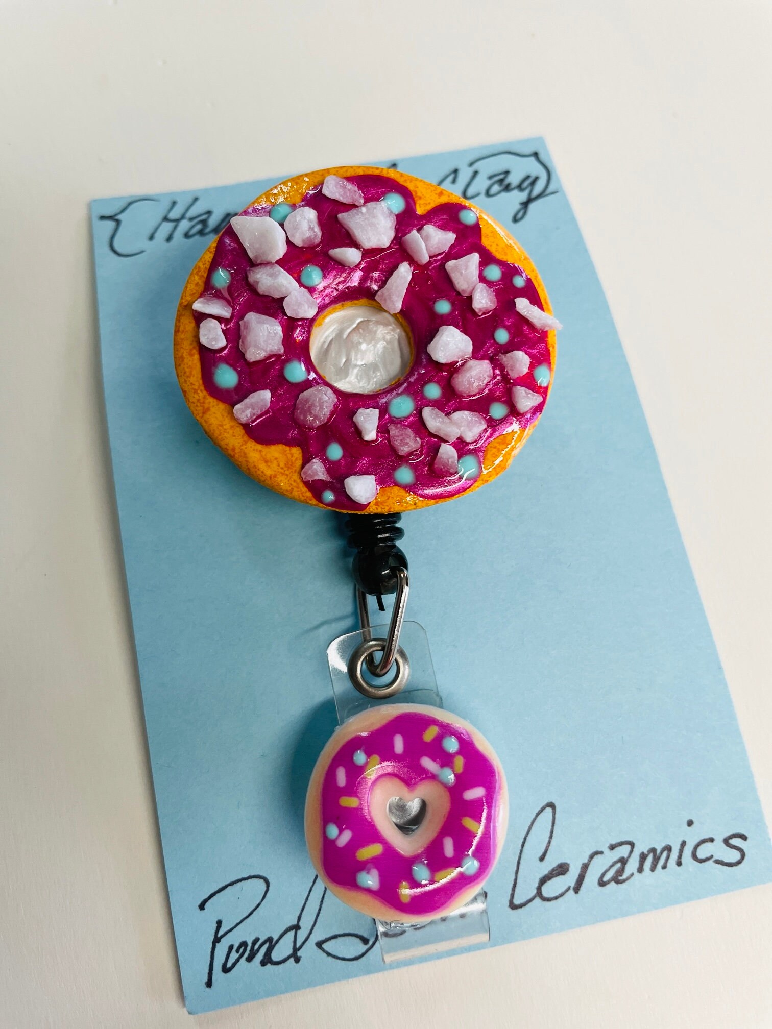 Sprinkled Pink Donut Badge Reel,Nurse ID Key Card, Sweet Tooth Treat,  Medical Gift, Dessert Accessories, Sprinkles Badge Reel RN ID Holder