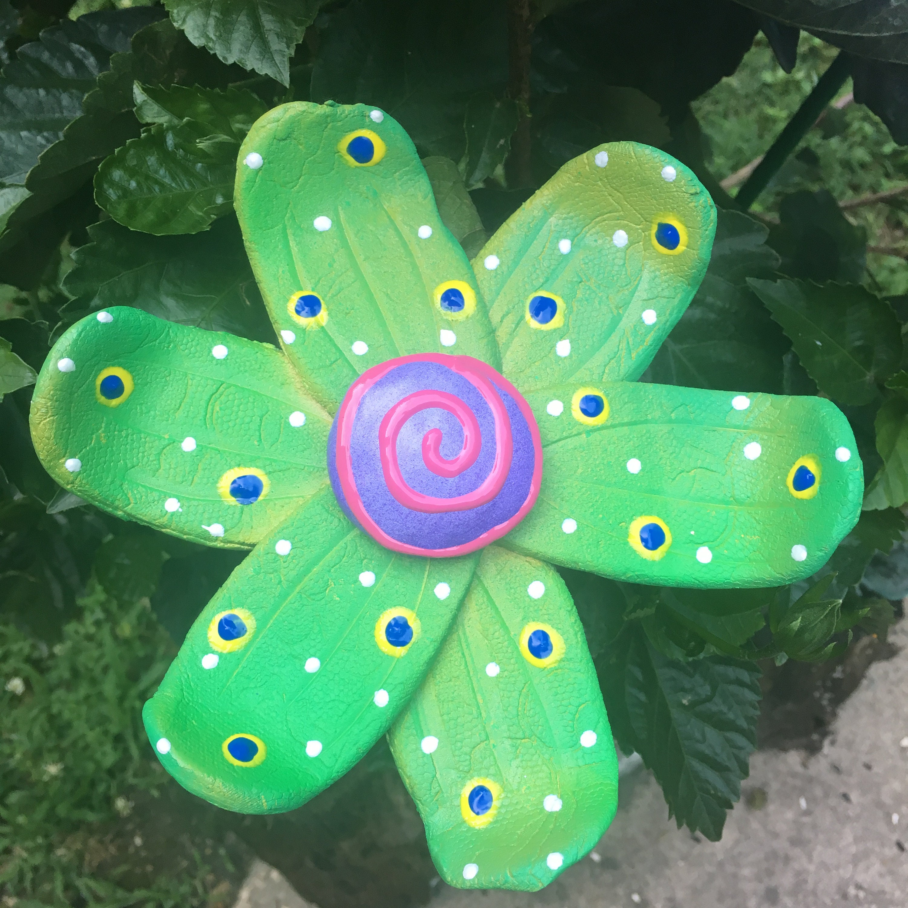 Ceramic Garden Art Flowers,Set of Three Garden Stakes,Lawn decor,Outdoor garden Stake,Garden