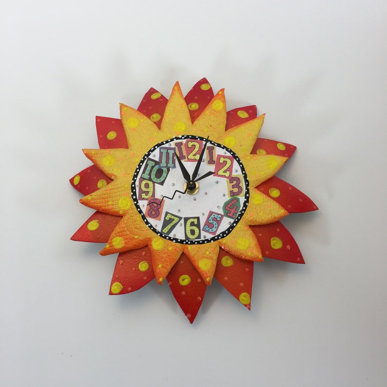 Here Comes The Sun Clock Whimsical Sunshine Clock Sun Etsy