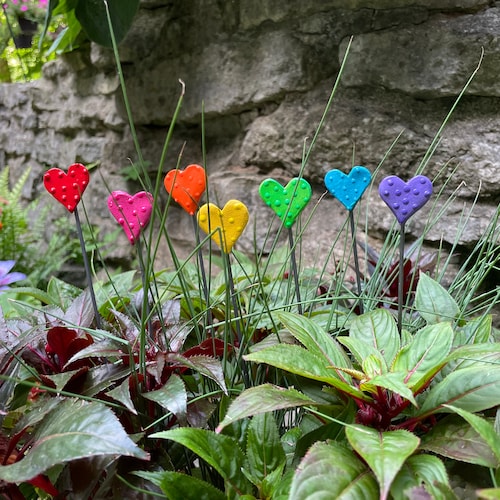 Stone Heart Garden Stakes Etsy