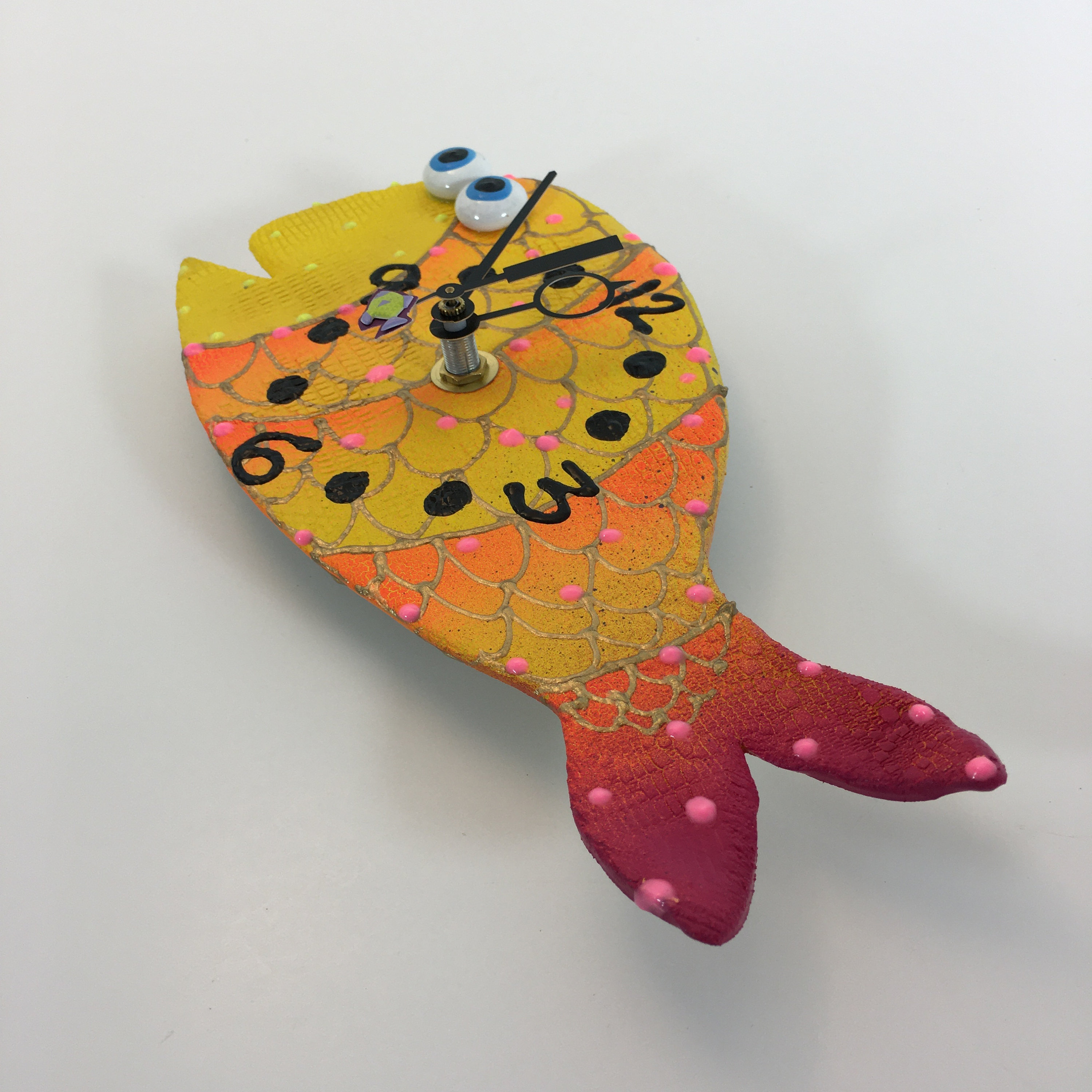 Yellow Fish Wall Clock, Fish Clock,Nursery Clock ,Gift Clock,Tropical