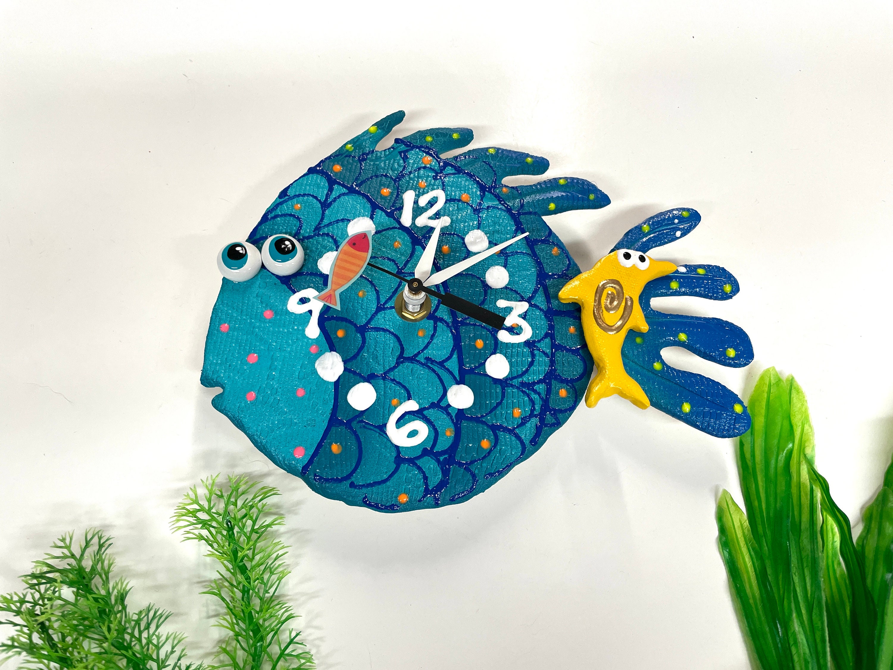 Fish Wall Clock Blowfish Clock,Wall Art Beach House Wall art nautical