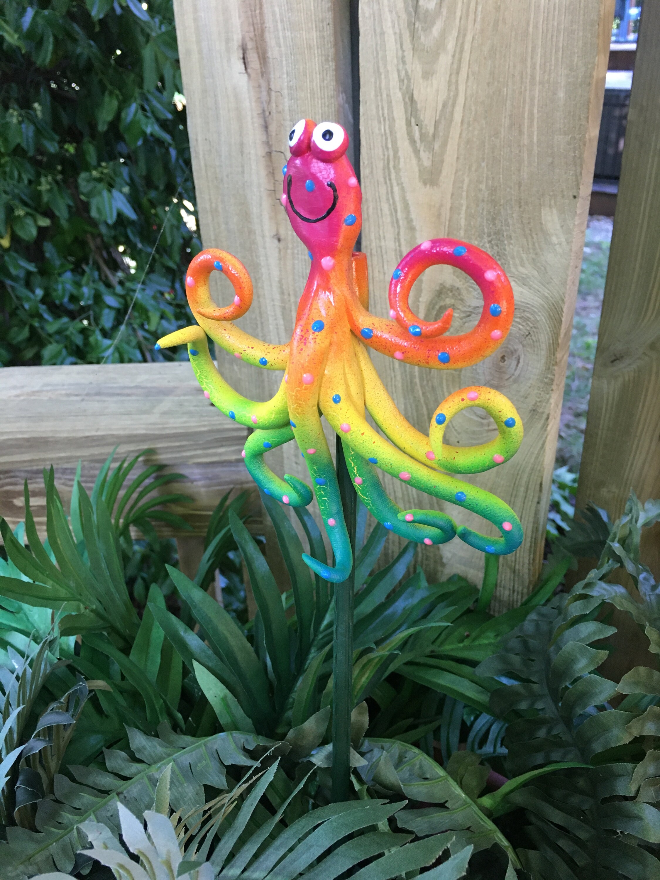 Octopus Garden Stake, Garden Decor, Whimsical Octopus Sculpture, Garden