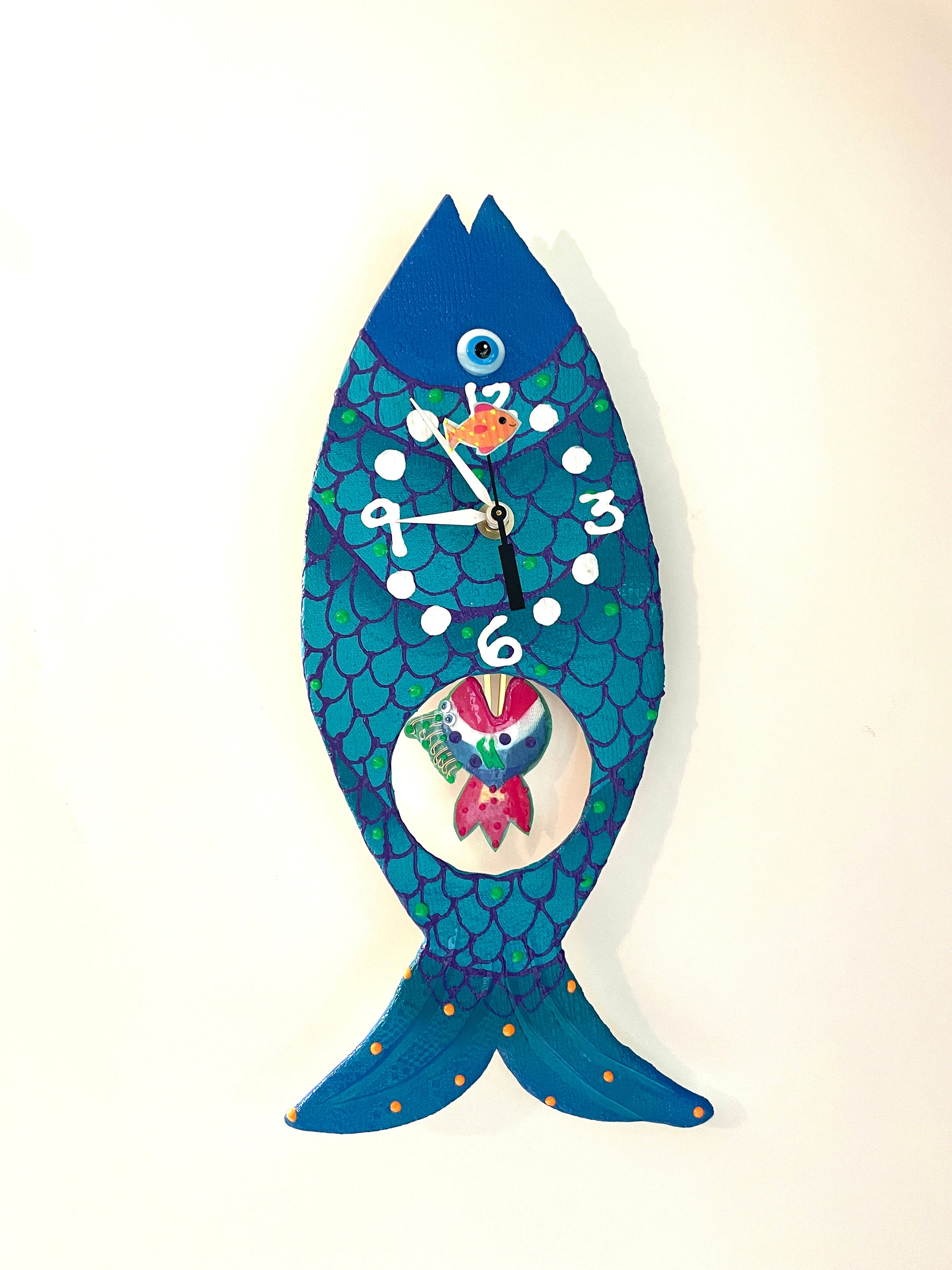 Fish Wall Clock with Pendulum, Beach House Decor, Florida Decor, unique