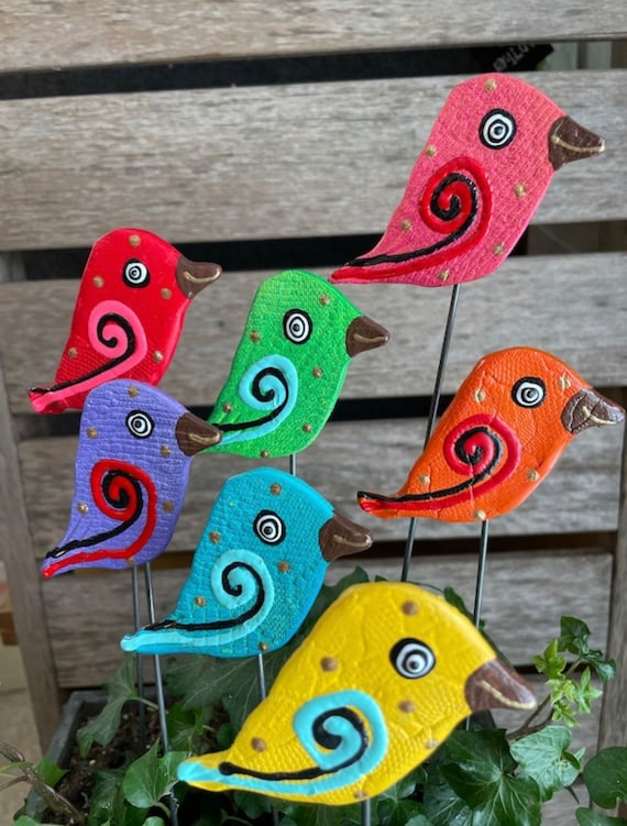 7 Yard Art Bird Garden Stakes,bird Garden Art,potted Plants, Great