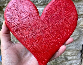 Red Heart Wall Hanging Heart Wall Decor Rustic Home Art  Gift For Her Valentine's Birthday Anniversary  Thank You Gift Unique Red Heart
