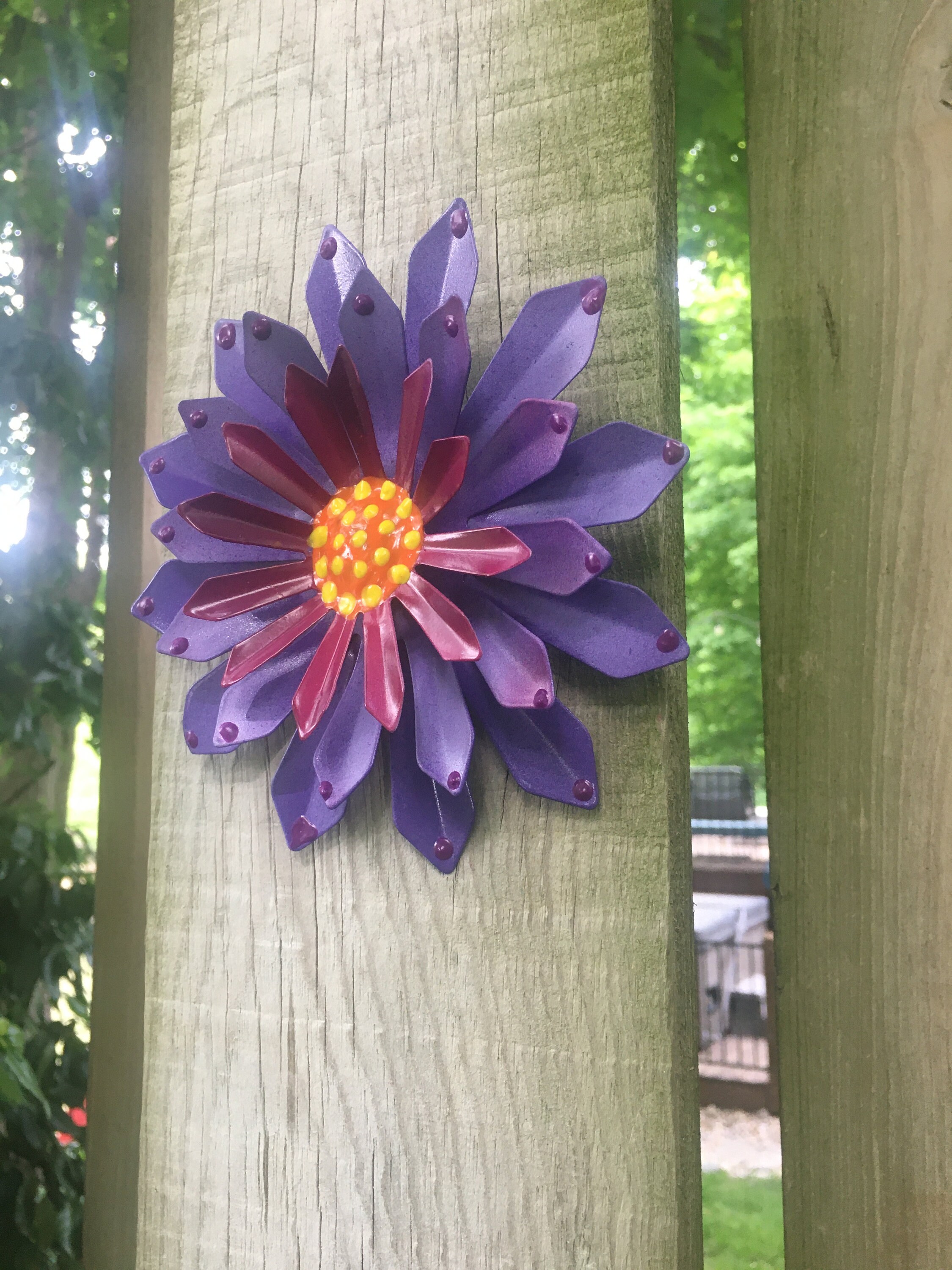 Metal Flower,Purple Fence Flower,Fence Decoration,Patio DecorYard art