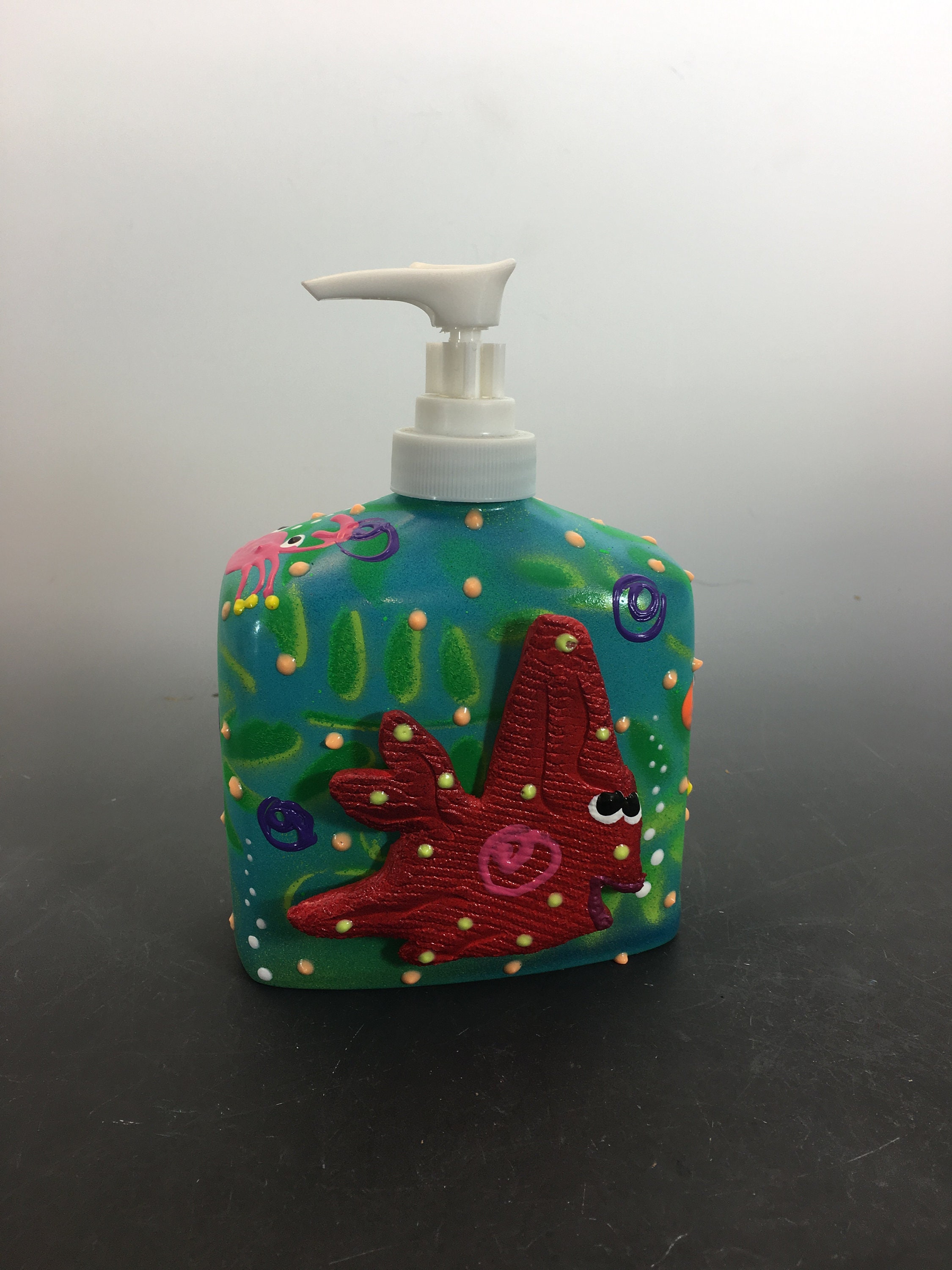 Ceramic Soap Dispenser, Beach Theme,Sea Life, Glow in the Dark