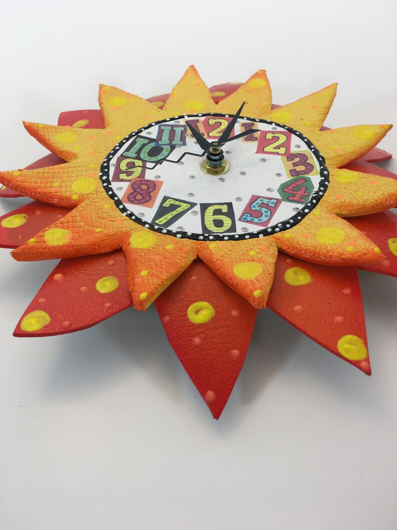 Here Comes The Sun Clock Whimsical Sunshine Clock Sun Etsy