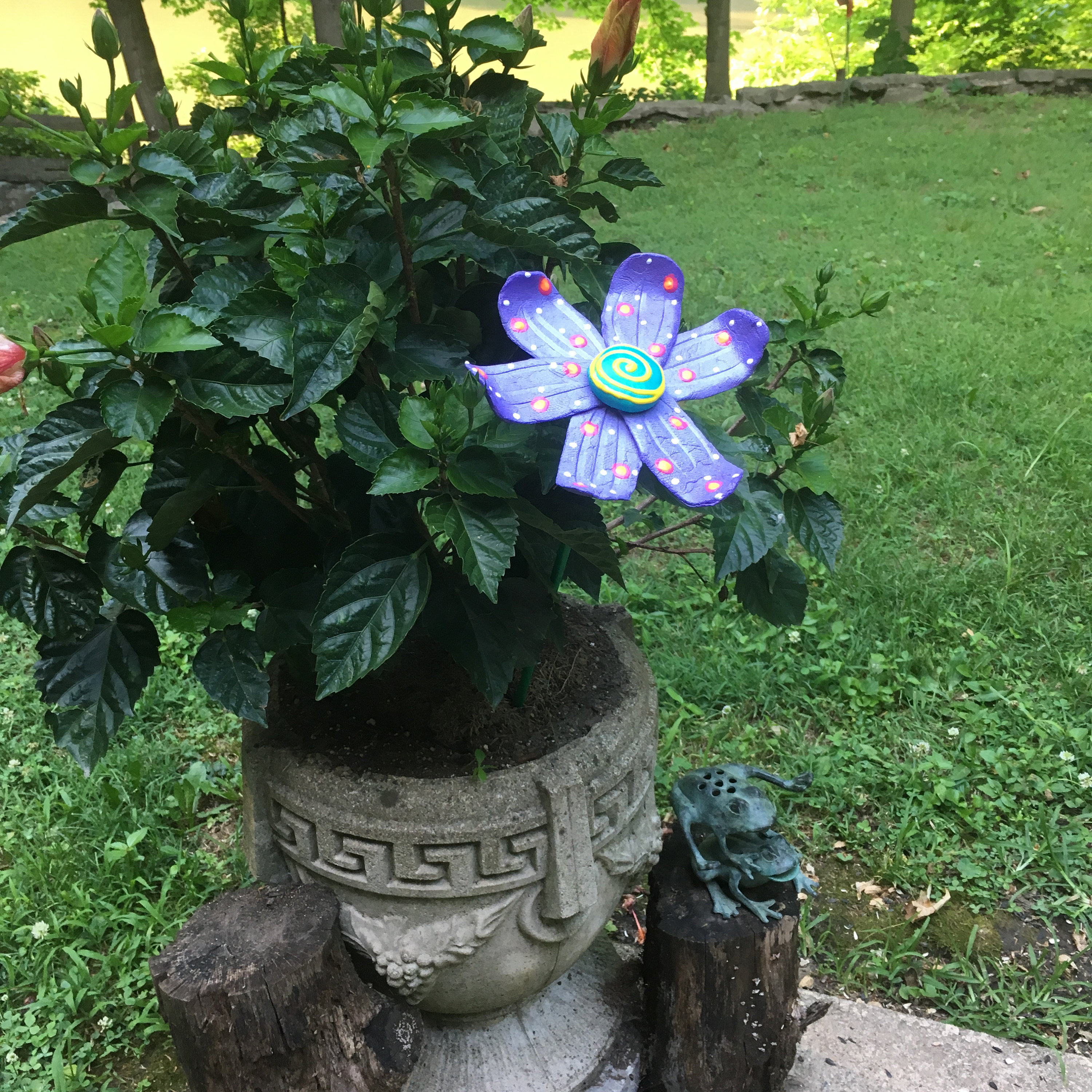Ceramic Garden Art Flower, Garden Stakes,Lawn decor