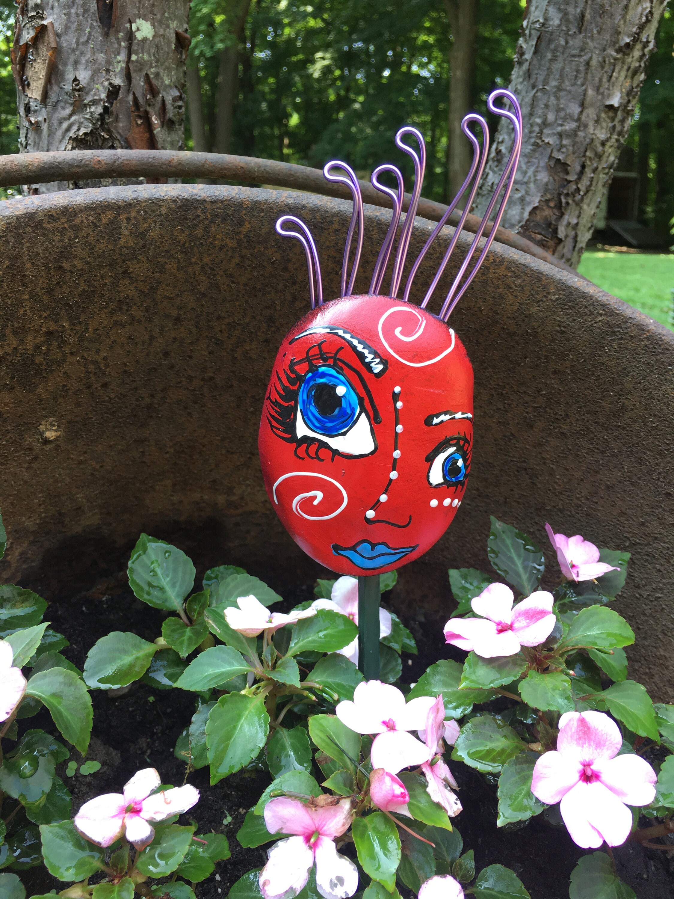 Unique Face Garden Yard Stake is a Lovely addition to your backyard